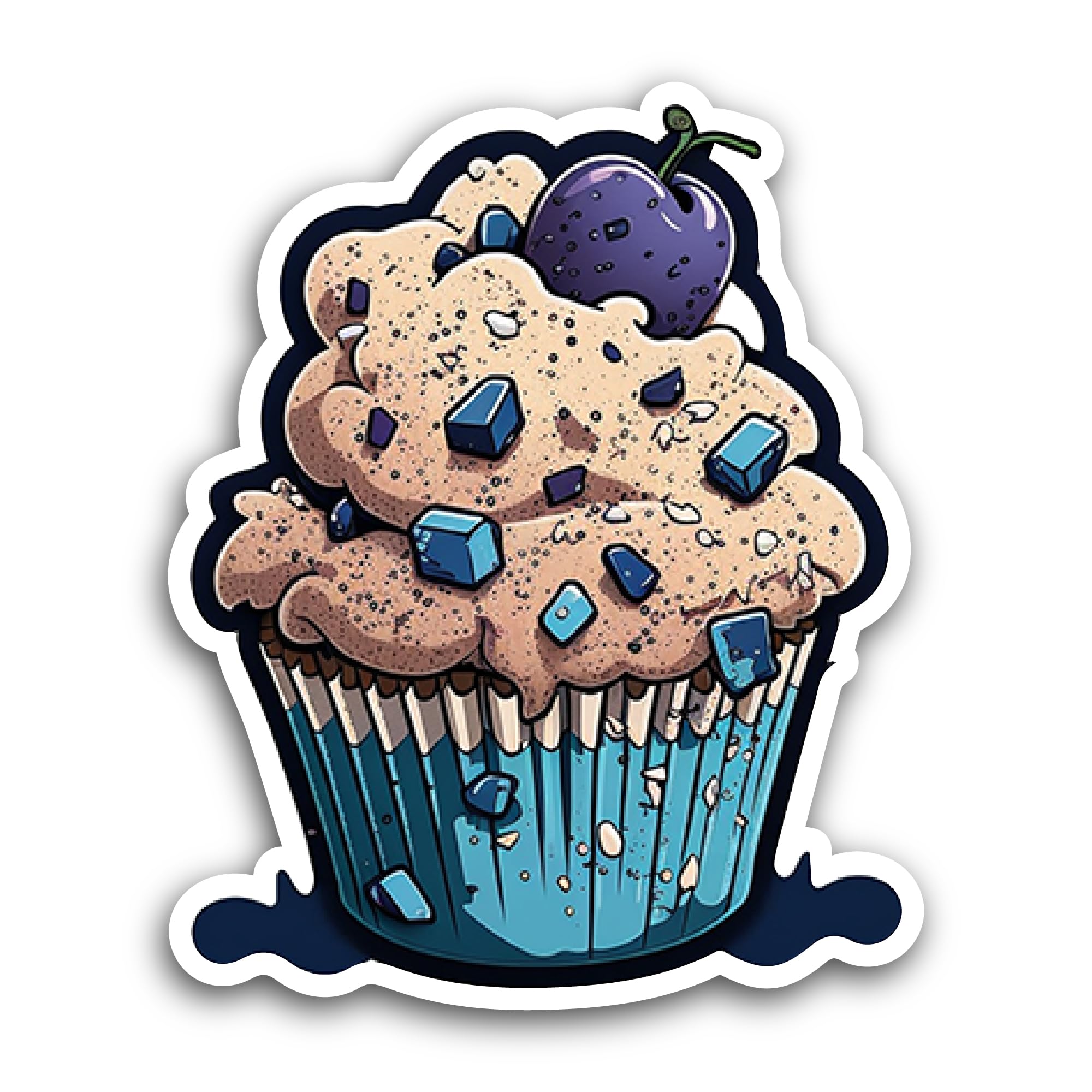 2 (Pieces) 3" and 5" Blue Muffin Sticker, Waterproof Vinyl Decals for Many Purpose Like Cars, Trucks