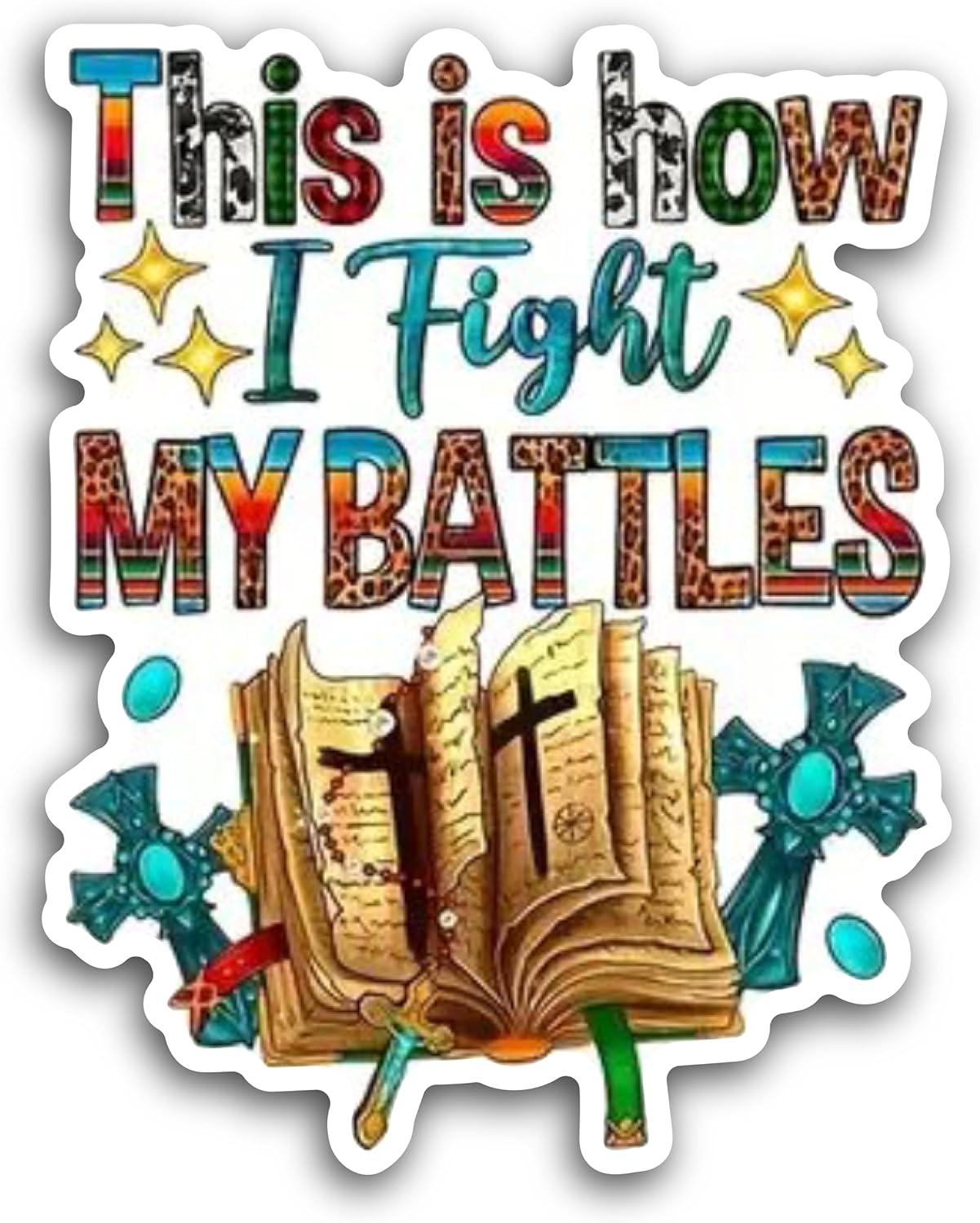 2 (Pieces) 3" and 5" This is How I Fight My Battles Decal Sticker, Waterproof Vinyl Decals for Many Purpose Like Cars, Trucks, Laptops, Phones, Windows and More