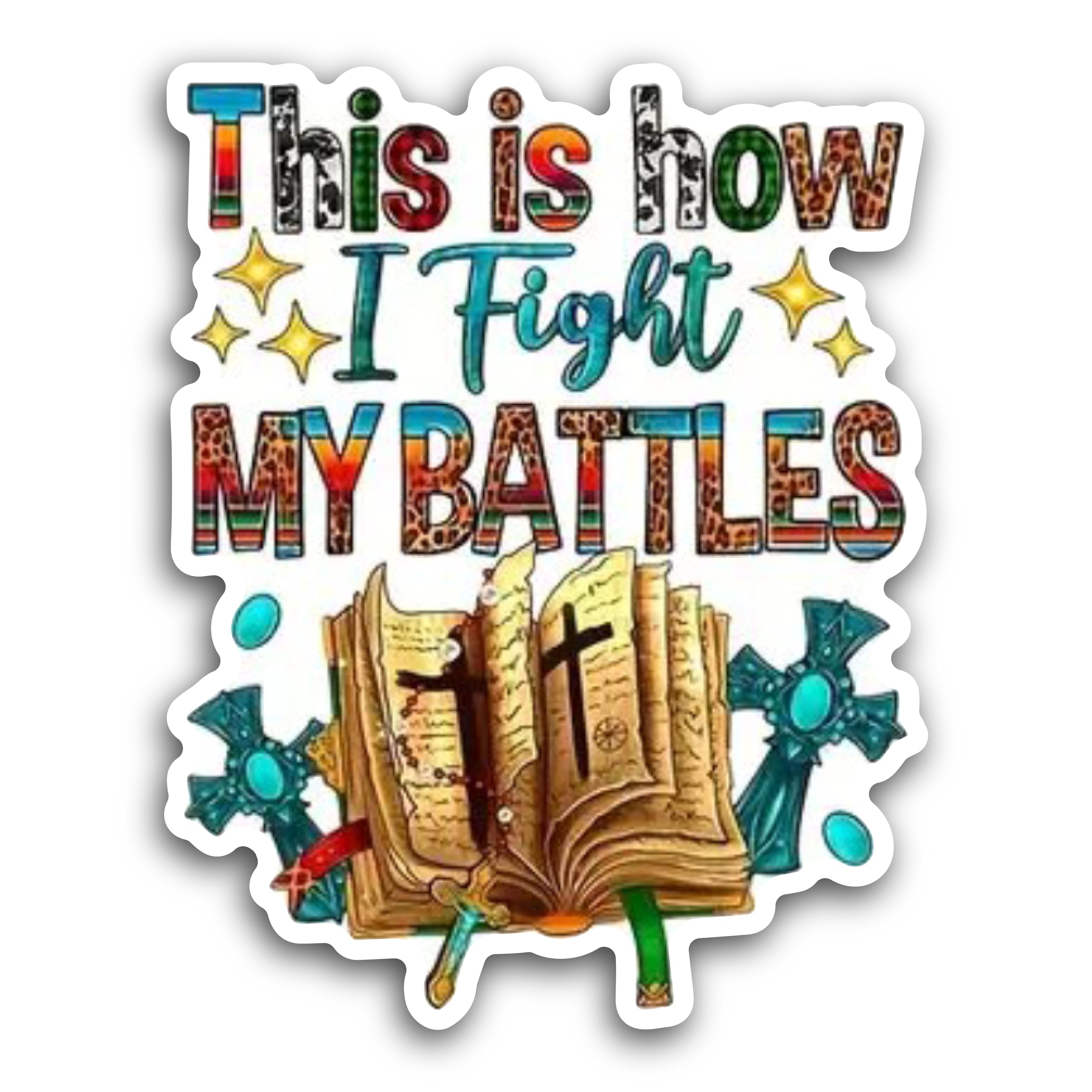 2 (Pieces) 3" and 5" This is How I Fight My Battles Decal Sticker, Waterproof Vinyl Decals for Many 