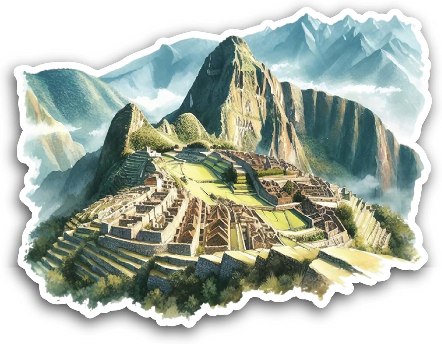 2 (Pieces) 3" and 5" Machu Picchu in Peru Sticker, Waterproof Vinyl Decals for Many Purpose Like Cars, Trucks, Laptops, Phones, Windows and More