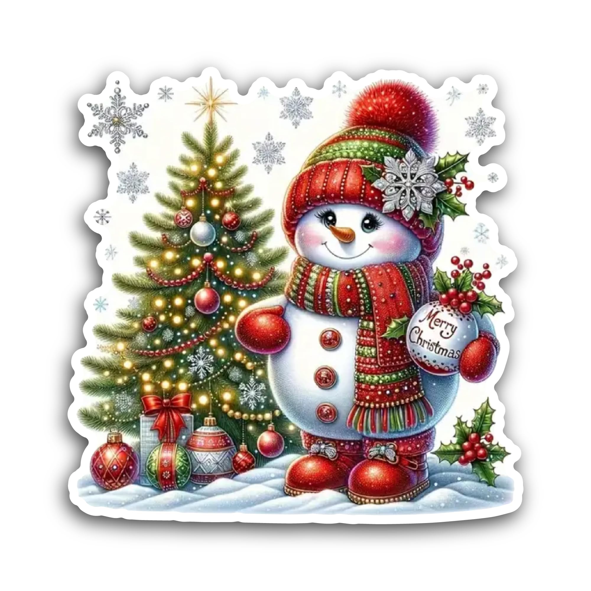 2 (Pieces) 3" and 5" Festive GL@M Look Sticker, Waterproof Vinyl Decals for Many Purpose Like Cars, 