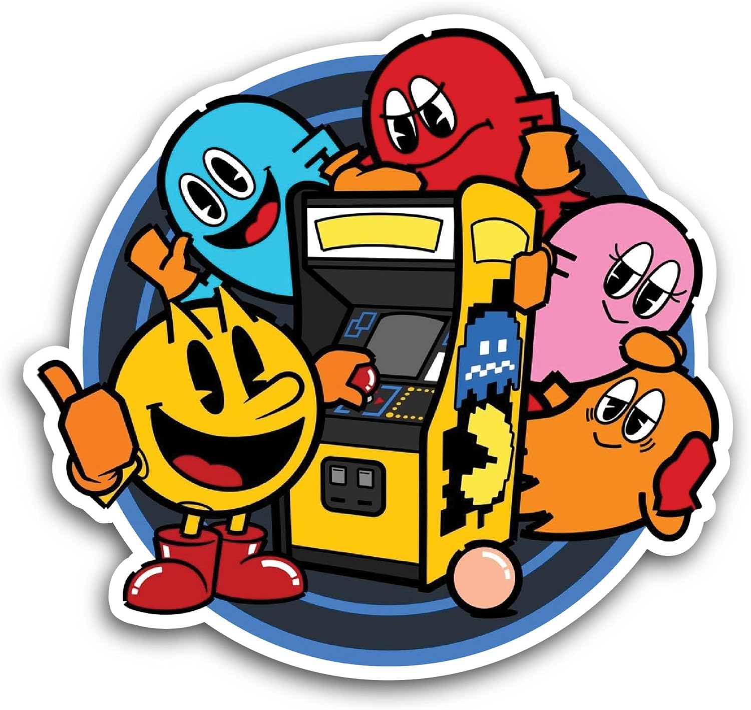 2 (Pieces) 3" and 5" Cartoon Characters with Lucky Machine Sticker, Waterproof Vinyl Decals for Many Purpose Like Cars, Trucks, Laptops, Phones, Windows and More
