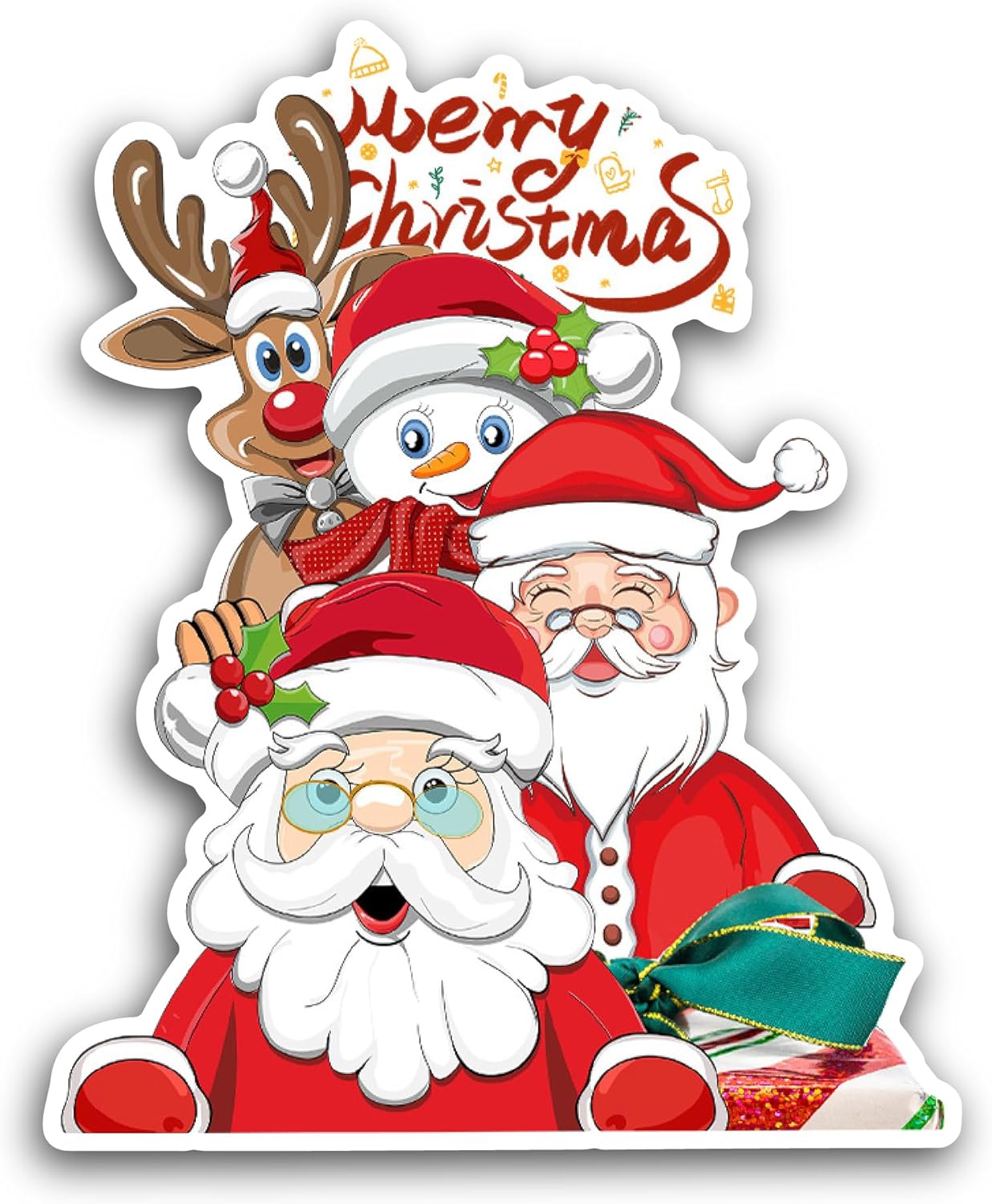 2 (Pieces) 3" and 5" Santa Claus Faces Sticker, Waterproof Vinyl Decals for Many Purpose Like Cars, Trucks, Laptops, Phones, Windows and More