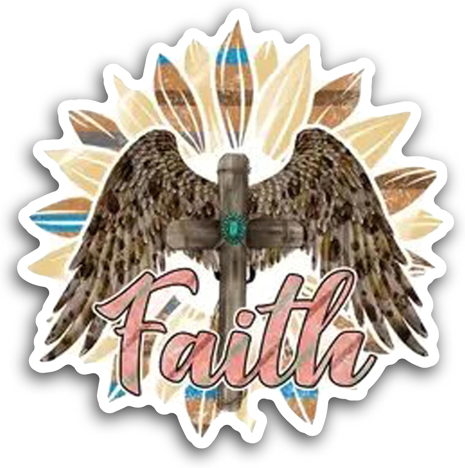 2 (Pieces) 3" and 5" Faith Message on Cross Decal Sticker, Waterproof Vinyl Decals for Many Purpose Like Cars, Trucks, Laptops, Phones, Windows and More