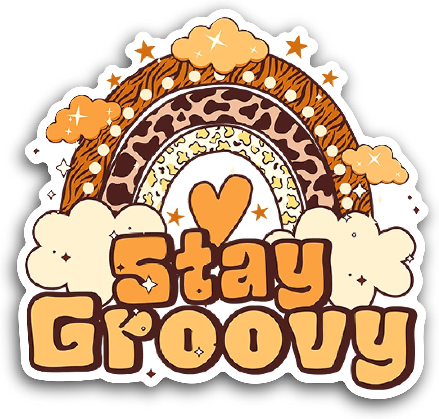 2 (Pieces) 3" and 5" Stay Groovy Text Sticker, Waterproof Vinyl Decals for Many Purpose Like Cars, Trucks, Laptops, Phones, Windows and More