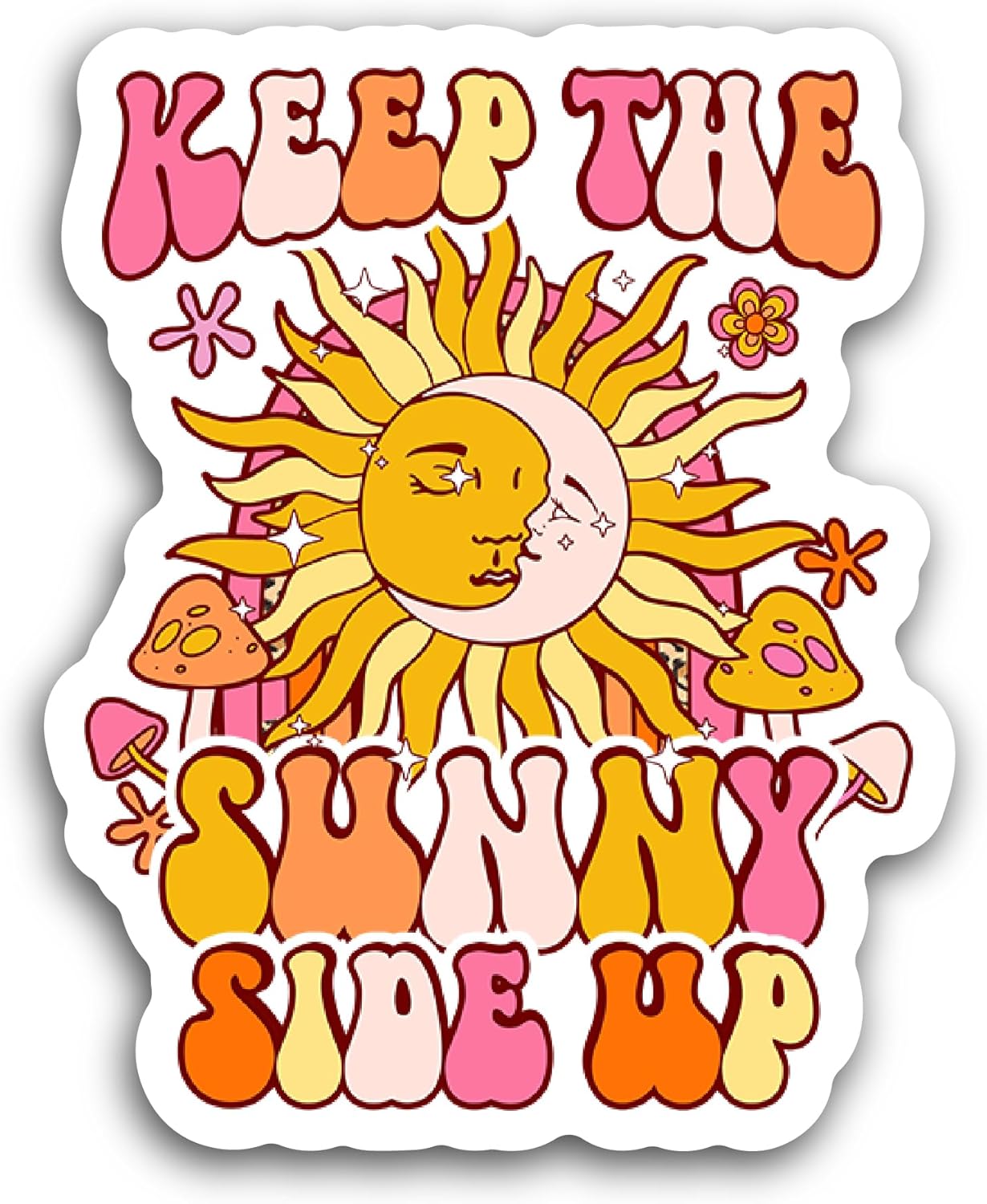 2 (Pieces) 3" and 5" Keep The Sunny Side Up Sticker, Waterproof Vinyl Decals for Many Purpose Like Cars, Trucks, Laptops, Phones, Windows and More