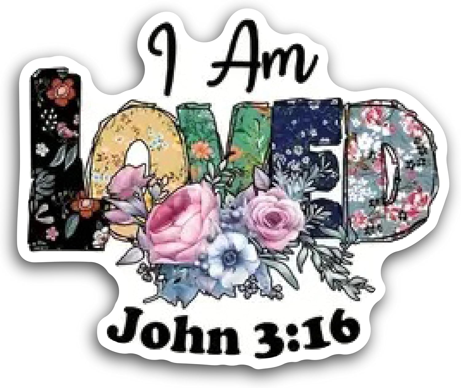 2 (Pieces) 3" and 5" I Am John 3:16 Decal Sticker, Waterproof Vinyl Decals for Many Purpose Like Cars, Trucks, Laptops, Phones, Windows and More