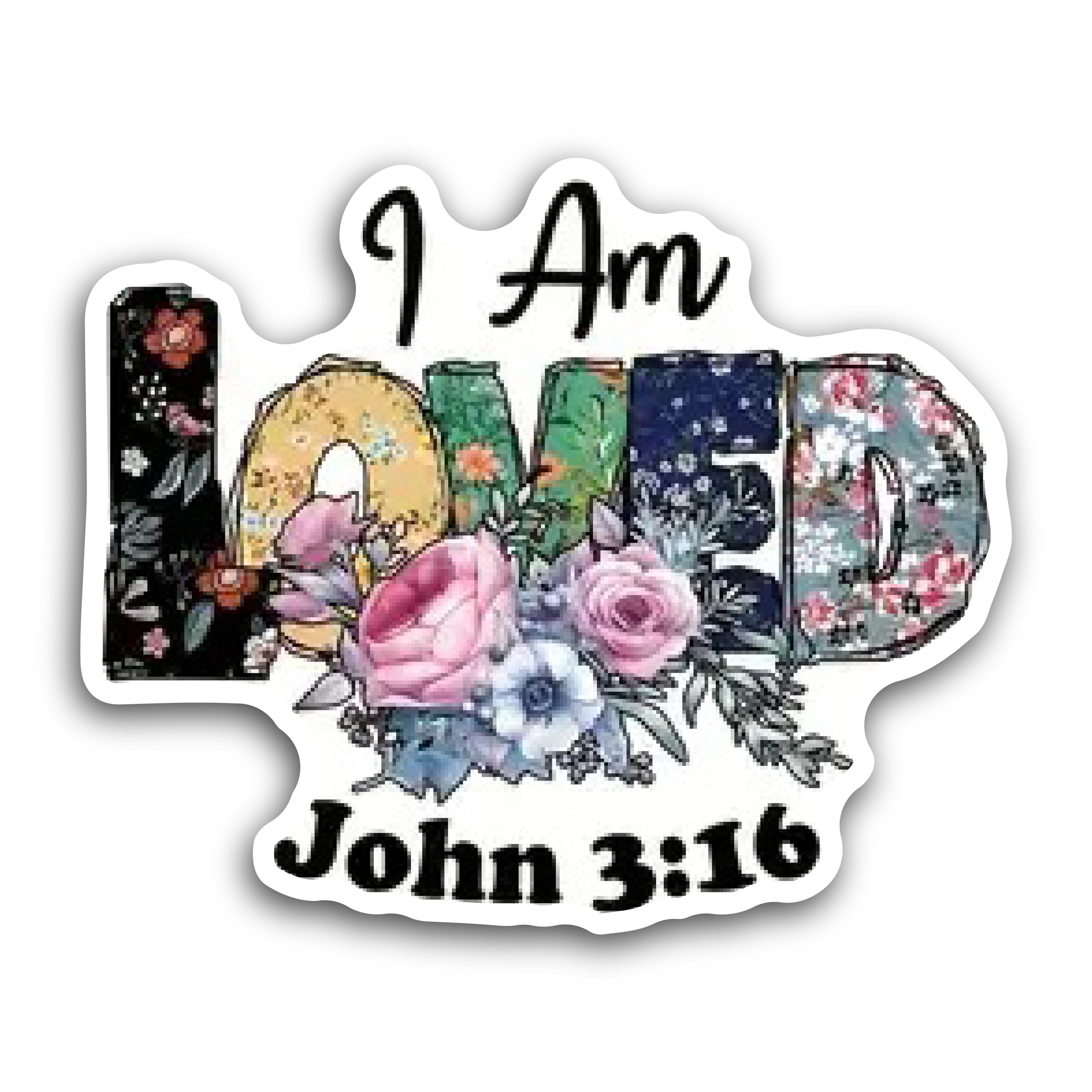 2 (Pieces) 3" and 5" I Am John 3:16 Decal Sticker, Waterproof Vinyl Decals for Many Purpose Like Car
