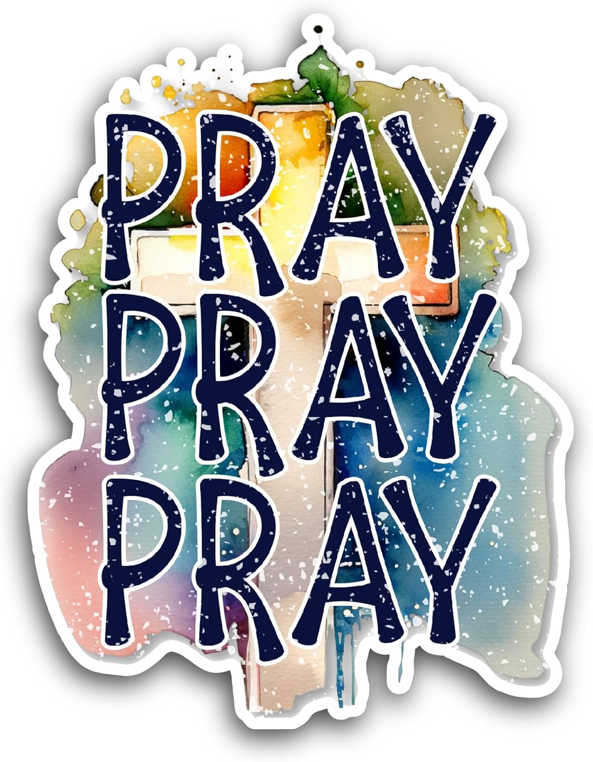 2 (Pieces) 3" and 5" Pray Text with Cross Sticker, Waterproof Vinyl Decals for Many Purpose Like Cars, Trucks, Laptops, Phones, Windows and More