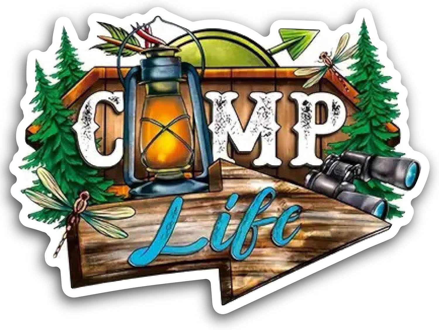 2 (Pieces) 3" and 5" Camp Life Decal Sticker, Waterproof Vinyl Decals for Many Purpose Like Cars, Trucks, Laptops, Phones, Windows and More