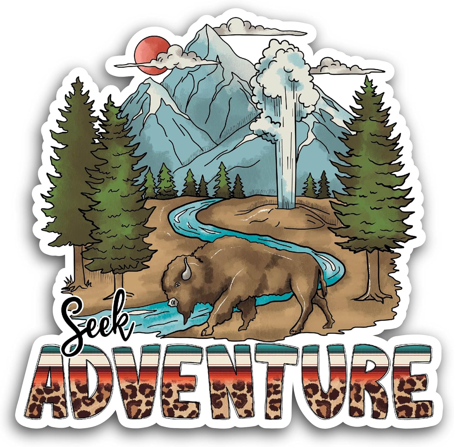 2 (Pieces) 3" and 5" Seek Adventure Sticker, Waterproof Vinyl Decals for Many Purpose Like Cars, Trucks, Laptops, Phones, Windows and More