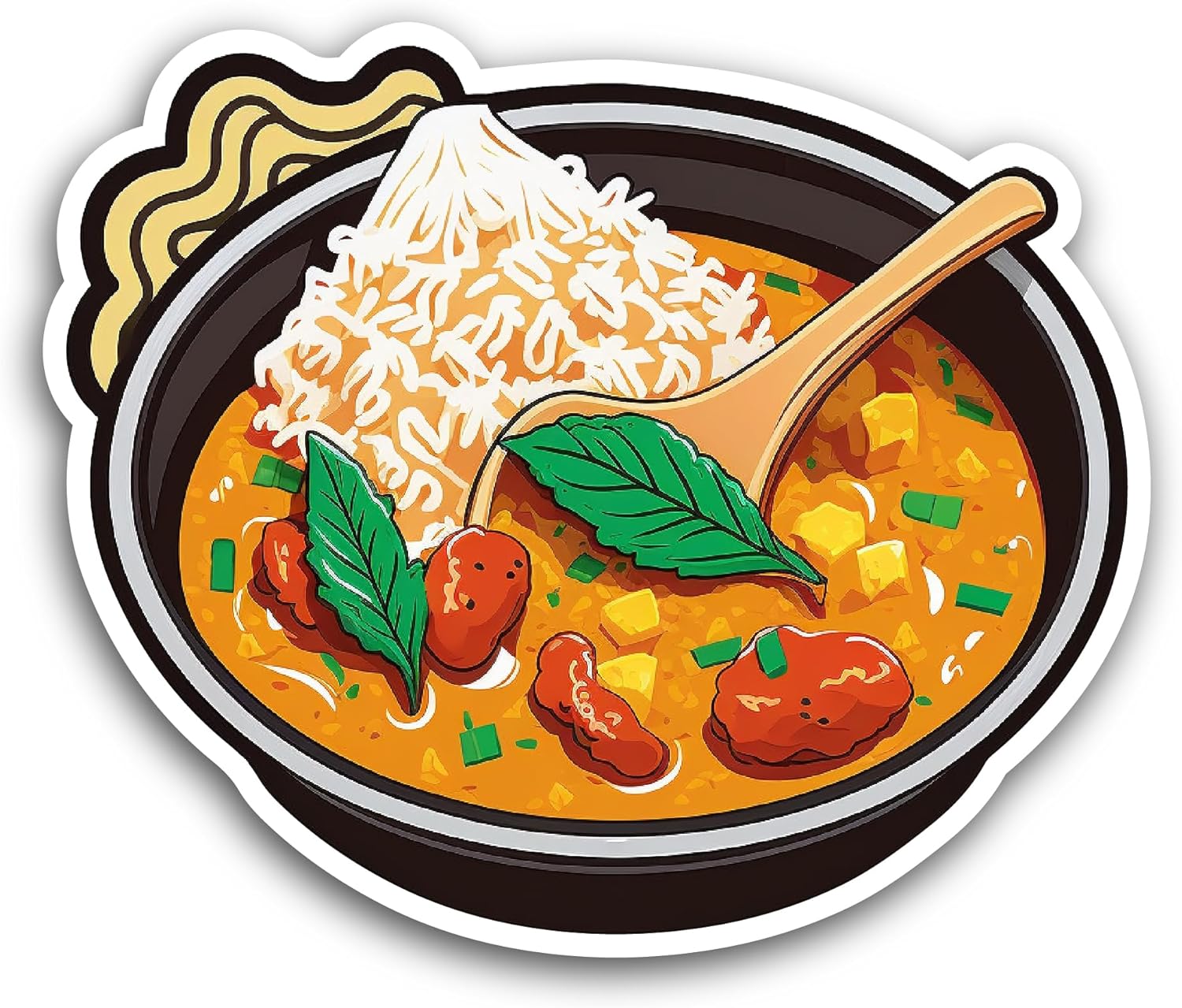 2 (Pieces) 3" and 5" Curry Soup Sticker, Waterproof Vinyl Decals for Many Purpose Like Cars, Trucks, Laptops, Phones, Windows and More