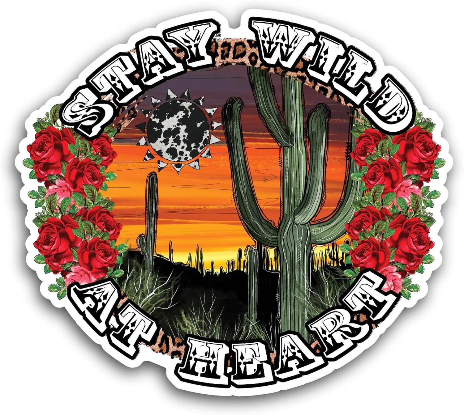 2 (Pieces) 3" and 5" Stay Wild at Heart Sticker, Waterproof Vinyl Decals for Many Purpose Like Cars, Trucks, Laptops, Phones, Windows and More