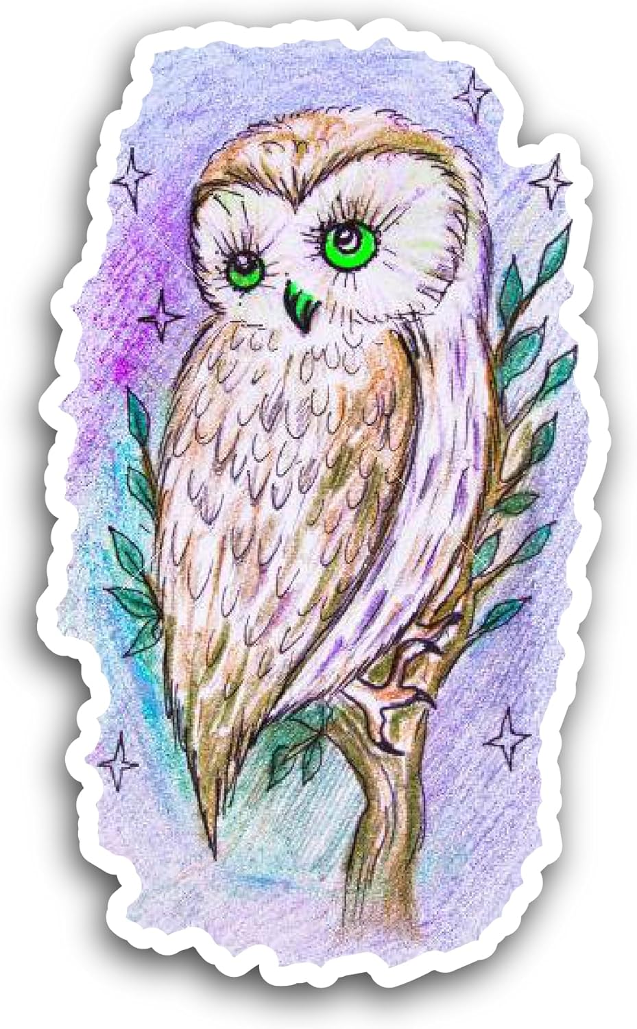 2 (Pieces) 3" and 5" Owl Sketch Sticker, Waterproof Vinyl Decals for Many Purpose Like Cars, Trucks, Laptops, Phones, Windows and More
