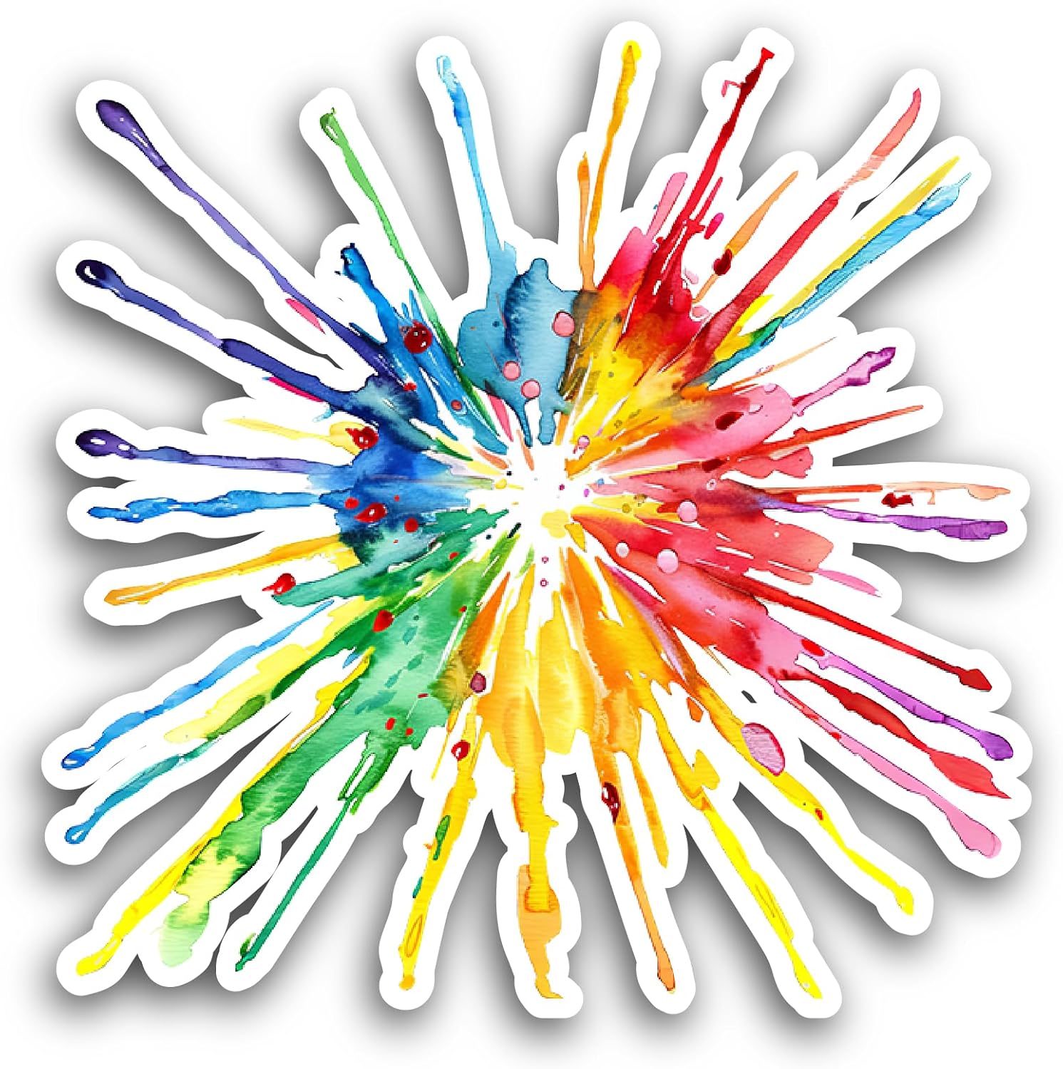 2 (Pieces) 3" and 5" Rainbow Color Splash Sticker, Waterproof Vinyl Decals for Many Purpose Like Cars, Trucks, Laptops, Phones, Windows and More