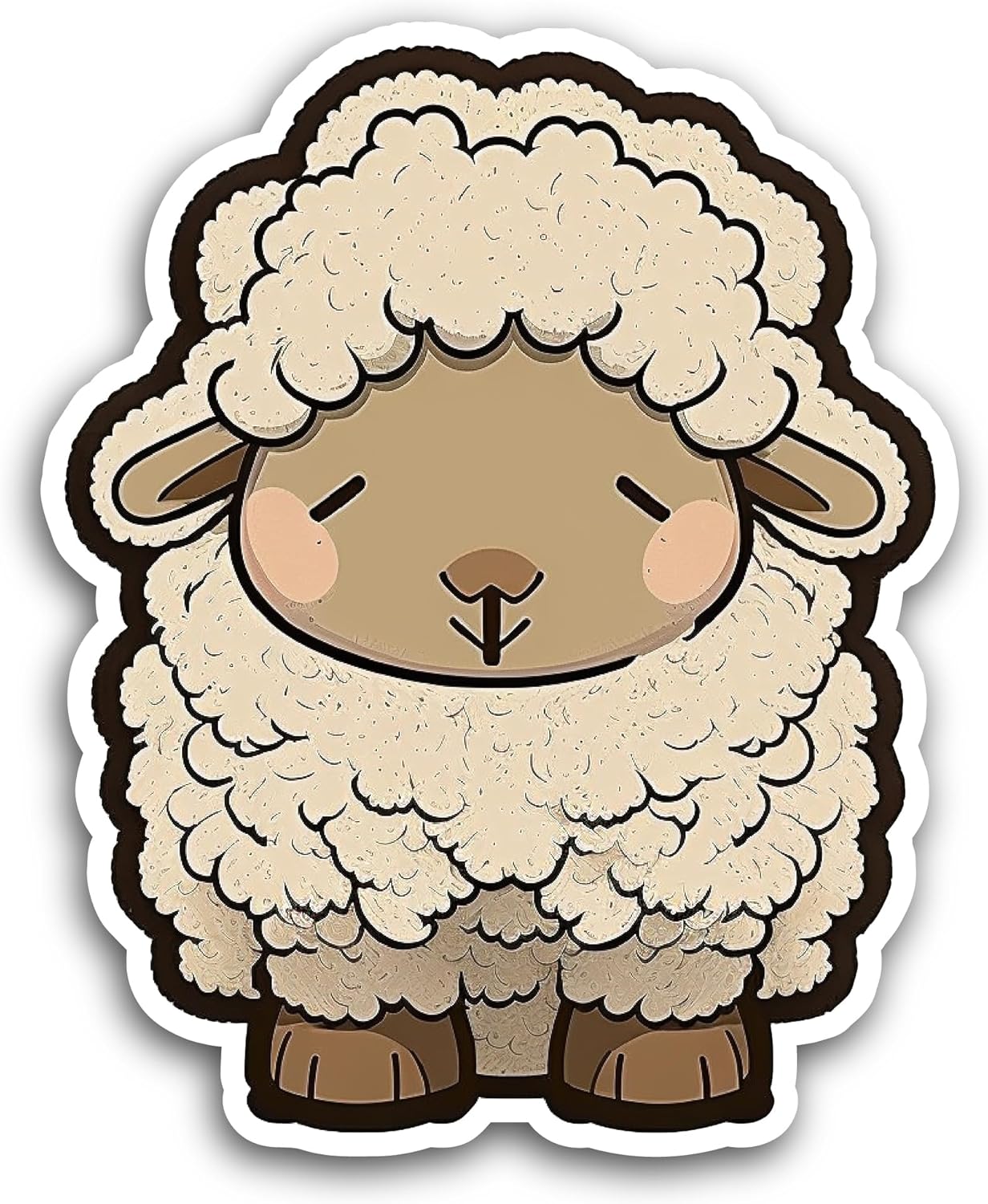 2 (Pieces) 3" and 5" Cute Sheep Sticker, Waterproof Vinyl Decals for Many Purpose Like Cars, Trucks, Laptops, Phones, Windows and More