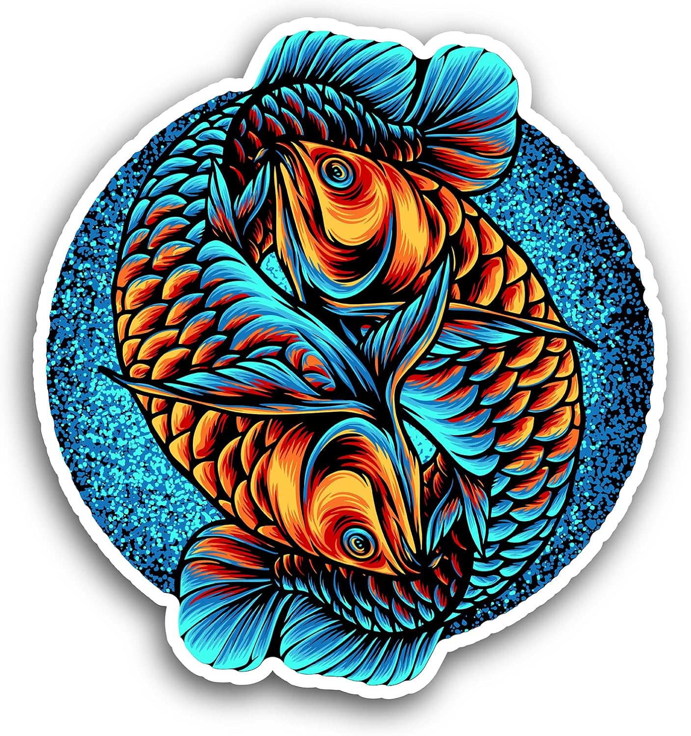 2 (Pieces) 3" and 5" Koi Fish Vinyl Decals Sticker, Waterproof Vinyl Decals for Many Purpose Like Cars, Trucks, Laptops, Phones, Windows and More