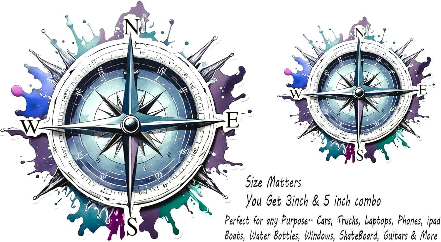 Not All Who Wander are Lost Compass Vinyl Sticker Decal 5" Waterproof Vinyl Decals for Many Purpose Like Cars, Trucks, Laptops, Phones, Windows and More