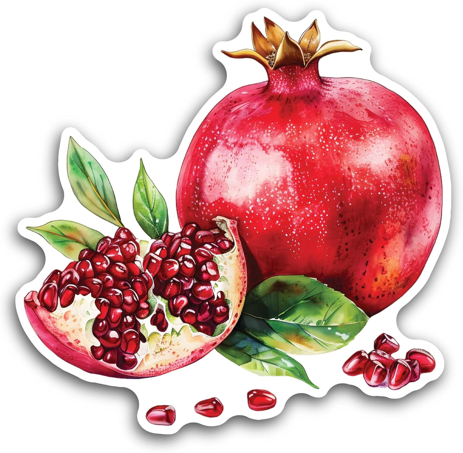 2 (Pieces) 3" and 5" Pomegranate Sticker, Waterproof Vinyl Decals for Many Purpose Like Cars, Trucks, Laptops, Phones, Windows and More