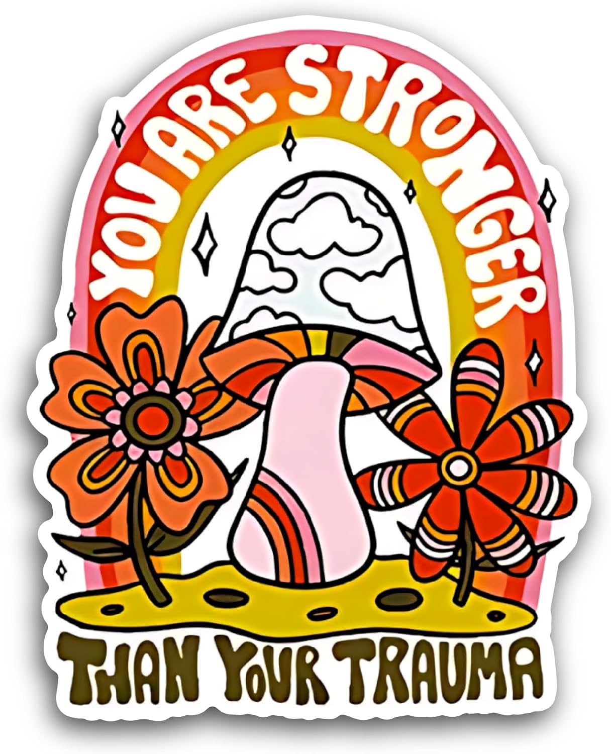 2 (Pieces) 3" and 5" You are Stronger Than Your Trauma Sticker, Waterproof Vinyl Decals for Many Purpose Like Cars, Trucks, Laptops, Phones, Windows and More