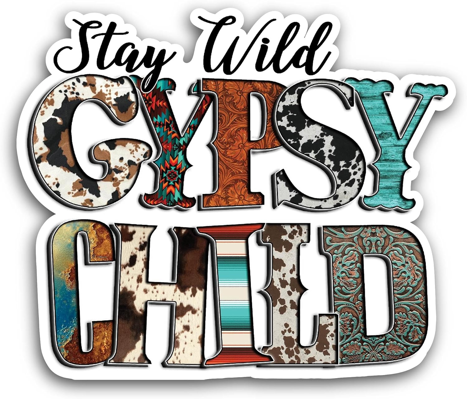 2 (Pieces) 3" and 5" Stay Wild Gypsy Child Sticker, Waterproof Vinyl Decals for Many Purpose Like Cars, Trucks, Laptops, Phones, Windows and More