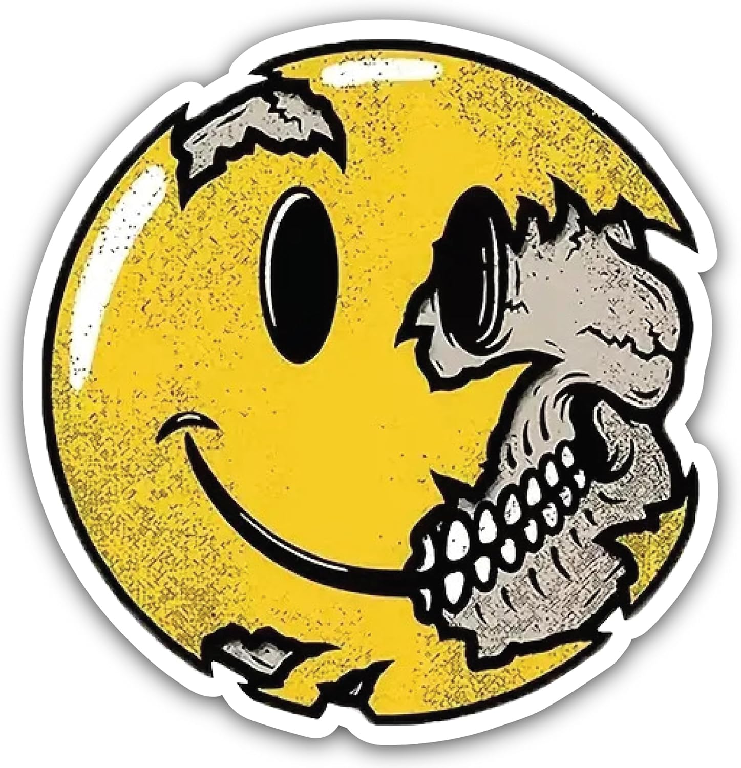 2 (Pieces) 3" and 5" Pac Man Skull Decal Sticker, Vinyl Decals for Cars, Laptops and More