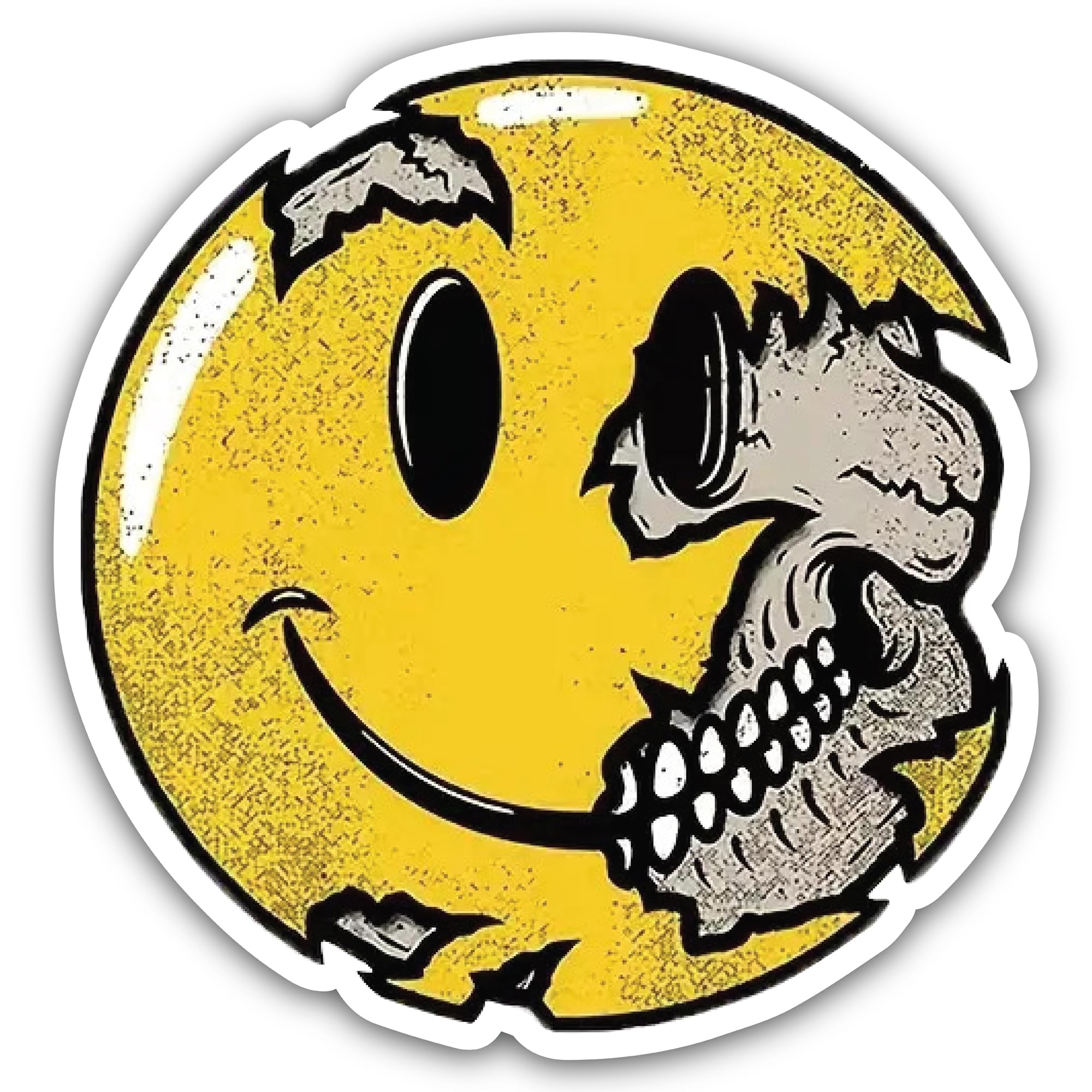 2 (Pieces) 3" and 5" Pac Man Skull Decal Sticker, Vinyl Decals for Cars, Laptops and More