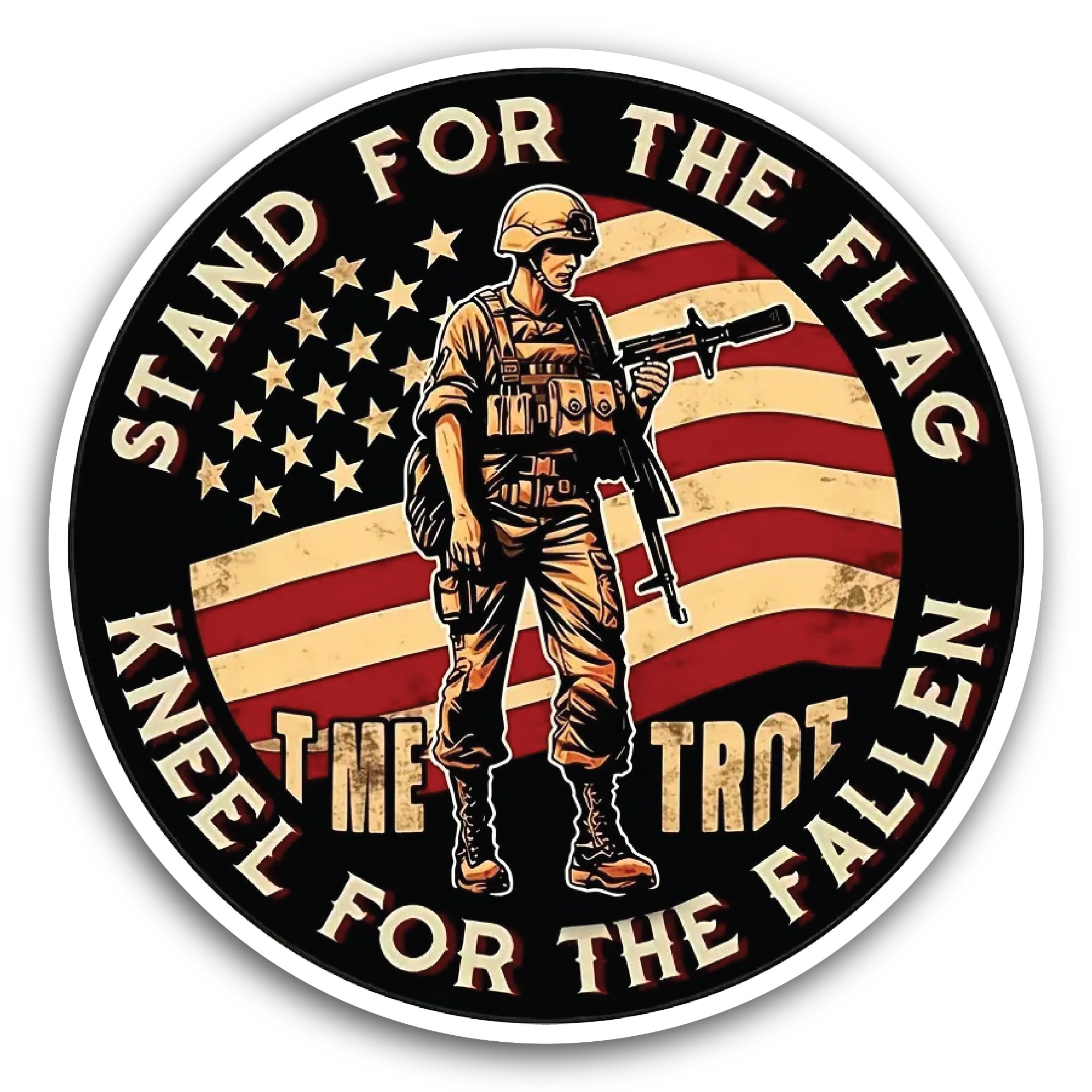2 (Pieces) 3" and 5" American Soldier Picture with Message Stand for The Flag Decal Sticker, Waterpr