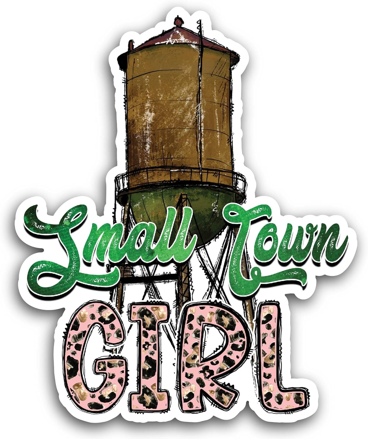 2 (Pieces) 3" and 5" Small Town Girl Text Sticker, Waterproof Vinyl Decals for Many Purpose Like Cars, Trucks, Laptops, Phones, Windows and More