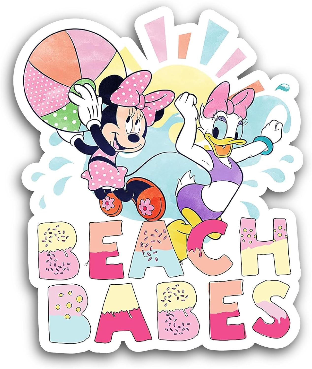 2 (Pieces) 3" and 5" Beach Babes Sticker, Waterproof Vinyl Decals for Many Purpose Like Cars, Trucks, Laptops, Phones, Windows and More