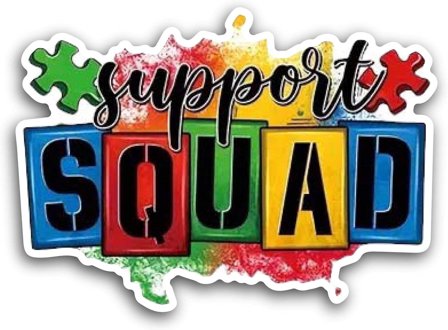 2 (Pieces) 3" and 5" Support Squad Decal Sticker, Waterproof Vinyl Decals for Many Purpose Like Cars, Trucks, Laptops, Phones, Windows and More