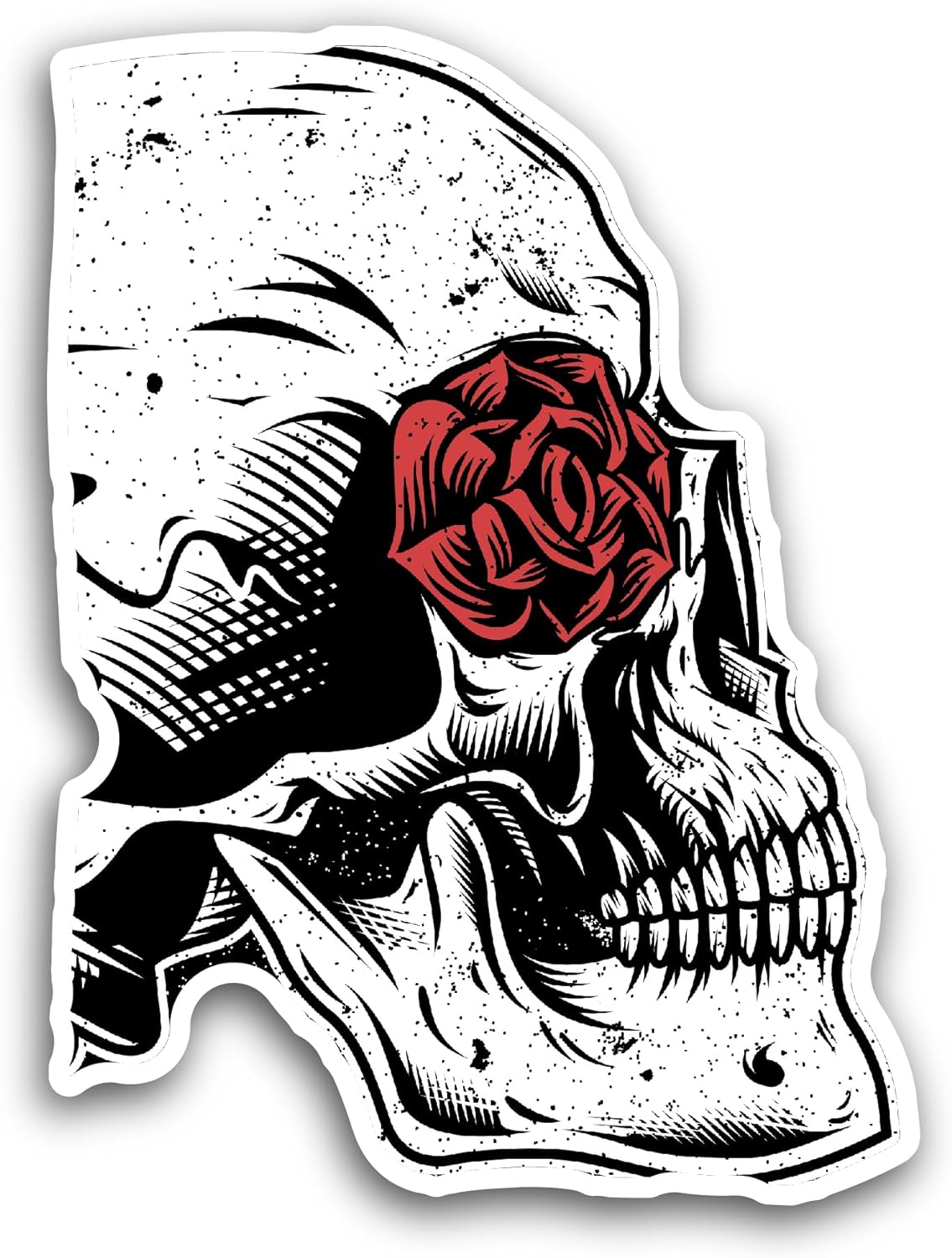 2 (Pieces) 3" and 5" Rose Eye Skull Sticker, Waterproof Vinyl Decals for Many Purpose Like Cars, Trucks, Laptops, Phones, Windows and More