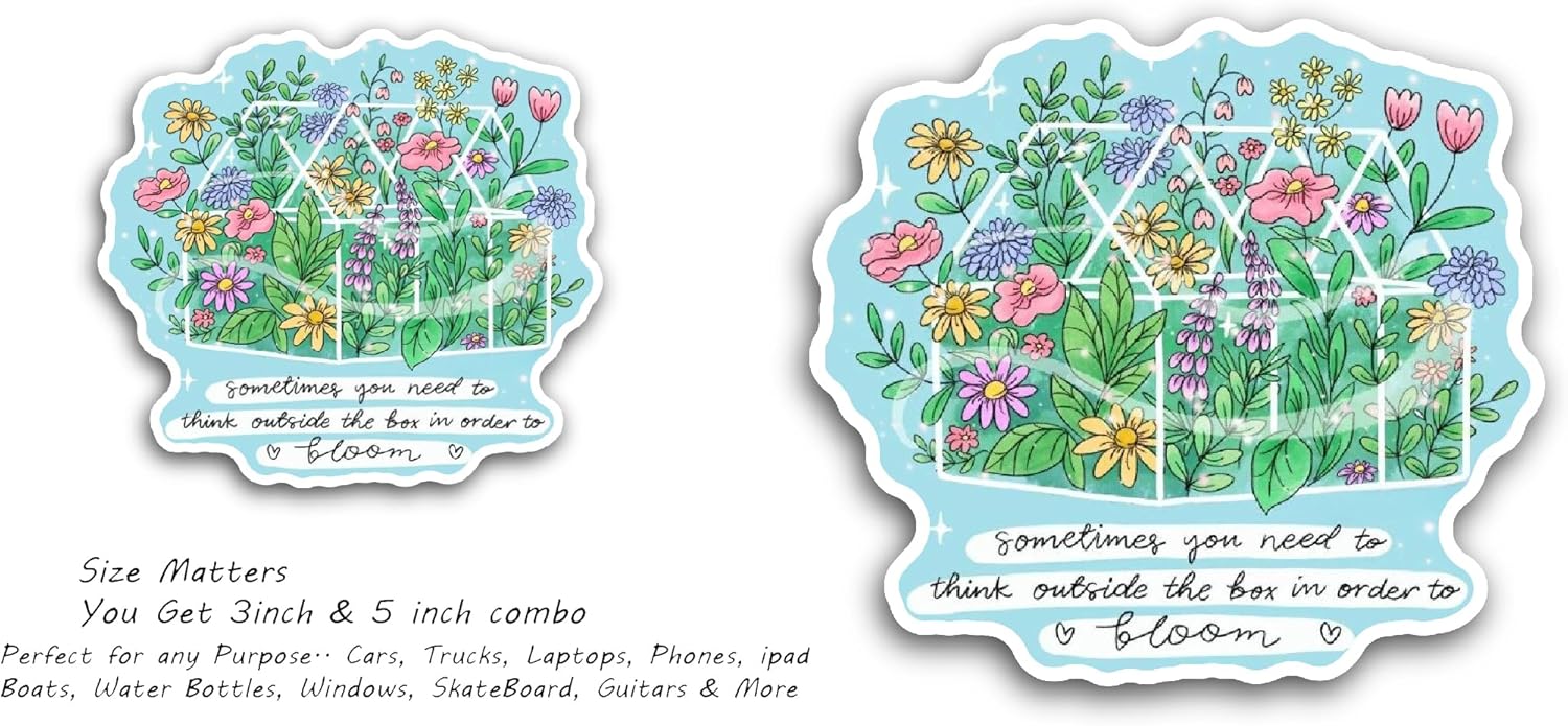 2 (Pieces) 3" and 5" Wildflowers Sticker, Waterproof Vinyl Decals for Many Purpose Like Cars, Trucks, Laptops, Phones, Windows and More