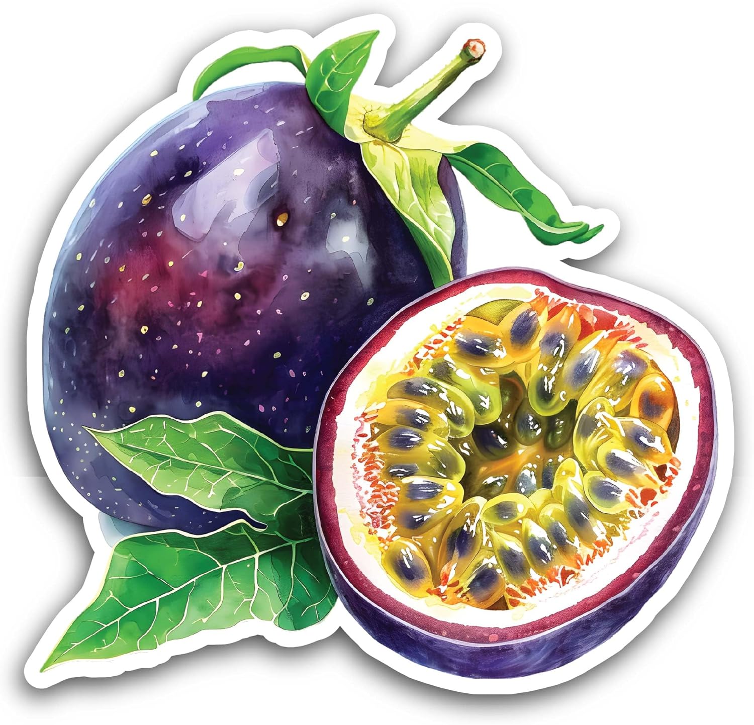 2 (Pieces) 3" and 5" Passion Fruit Sticker, Waterproof Vinyl Decals for Many Purpose Like Cars, Trucks, Laptops, Phones, Windows and More