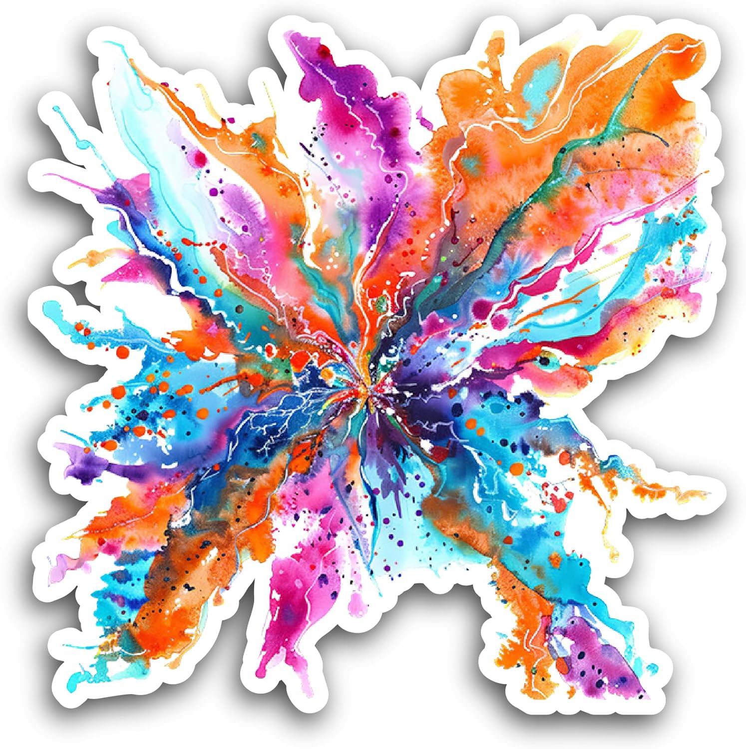 2 (Pieces) 3" and 5" Colorful Watercolor Splash Sticker, Waterproof Vinyl Decals for Many Purpose Like Cars, Trucks, Laptops, Phones, Windows and More
