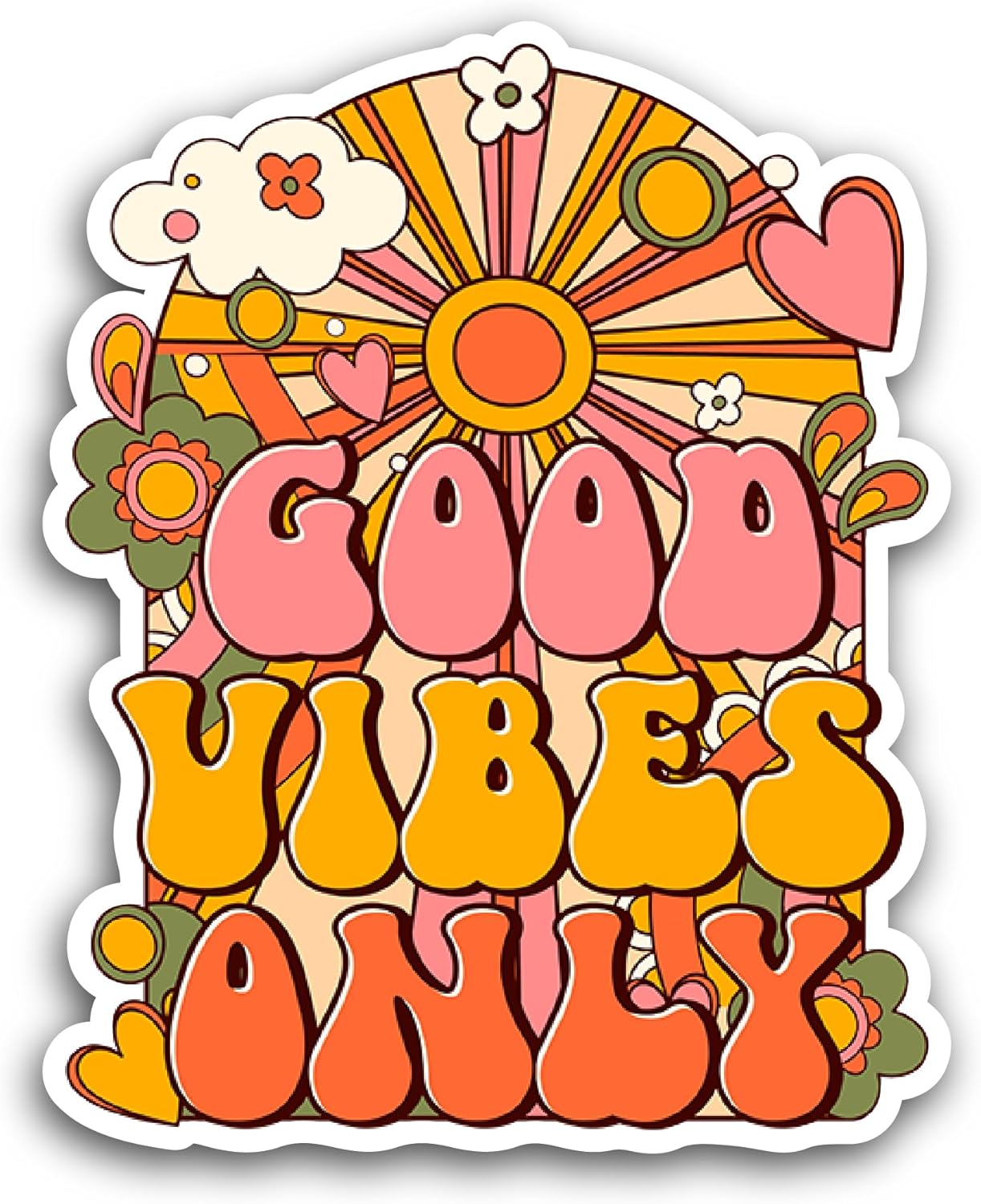 2 (Pieces) 3" and 5" Good Vibes Only Sticker, Waterproof Vinyl Decals for Many Purpose Like Cars, Trucks, Laptops, Phones, Windows and More