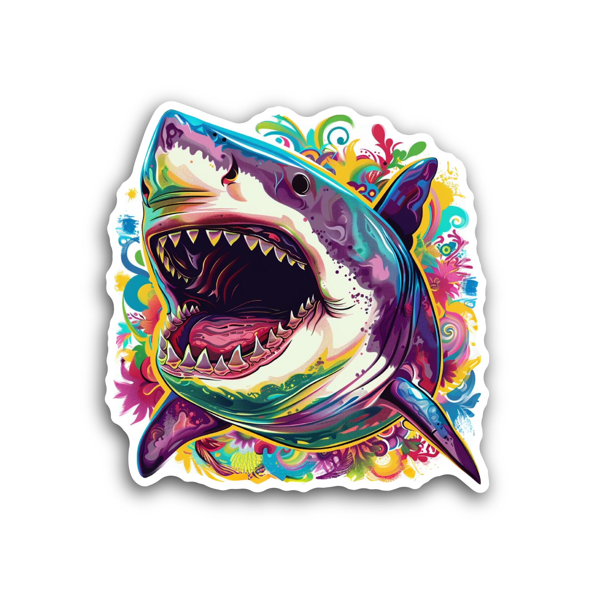 2 (Pieces) 3" and 5" Close Up of Shark Sticker, Waterproof Vinyl Decals for Many Purpose Like Cars, 