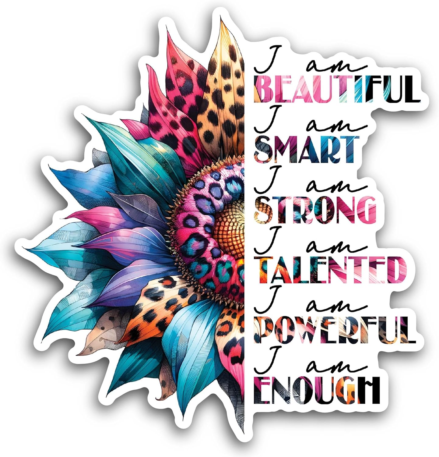 2 (Pieces) 3" and 5" I Am Beautiful Sticker, Waterproof Vinyl Decals for Many Purpose Like Cars, Trucks, Laptops, Phones, Windows and More