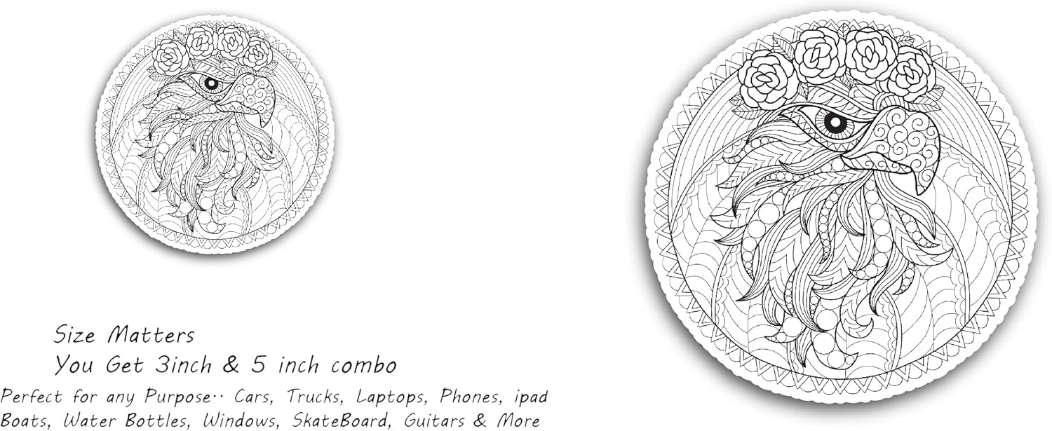 2 (Pieces) 3" and 5" Cute Design Sticker, Waterproof Vinyl Decals for Many Purpose Like Cars, Trucks, Laptops, Phones, Windows and More