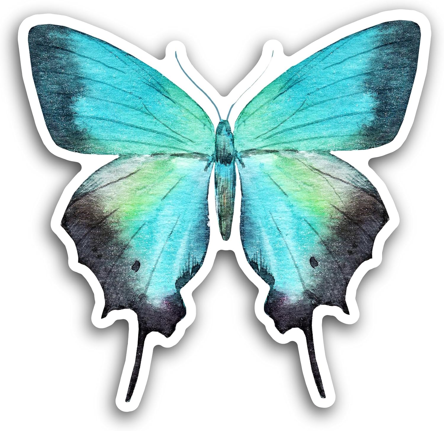 2 (Pieces) 3" and 5" Blue Butterfly Sticker, Waterproof Vinyl Decals for Many Purpose Like Cars, Trucks, Laptops, Phones, Windows and More