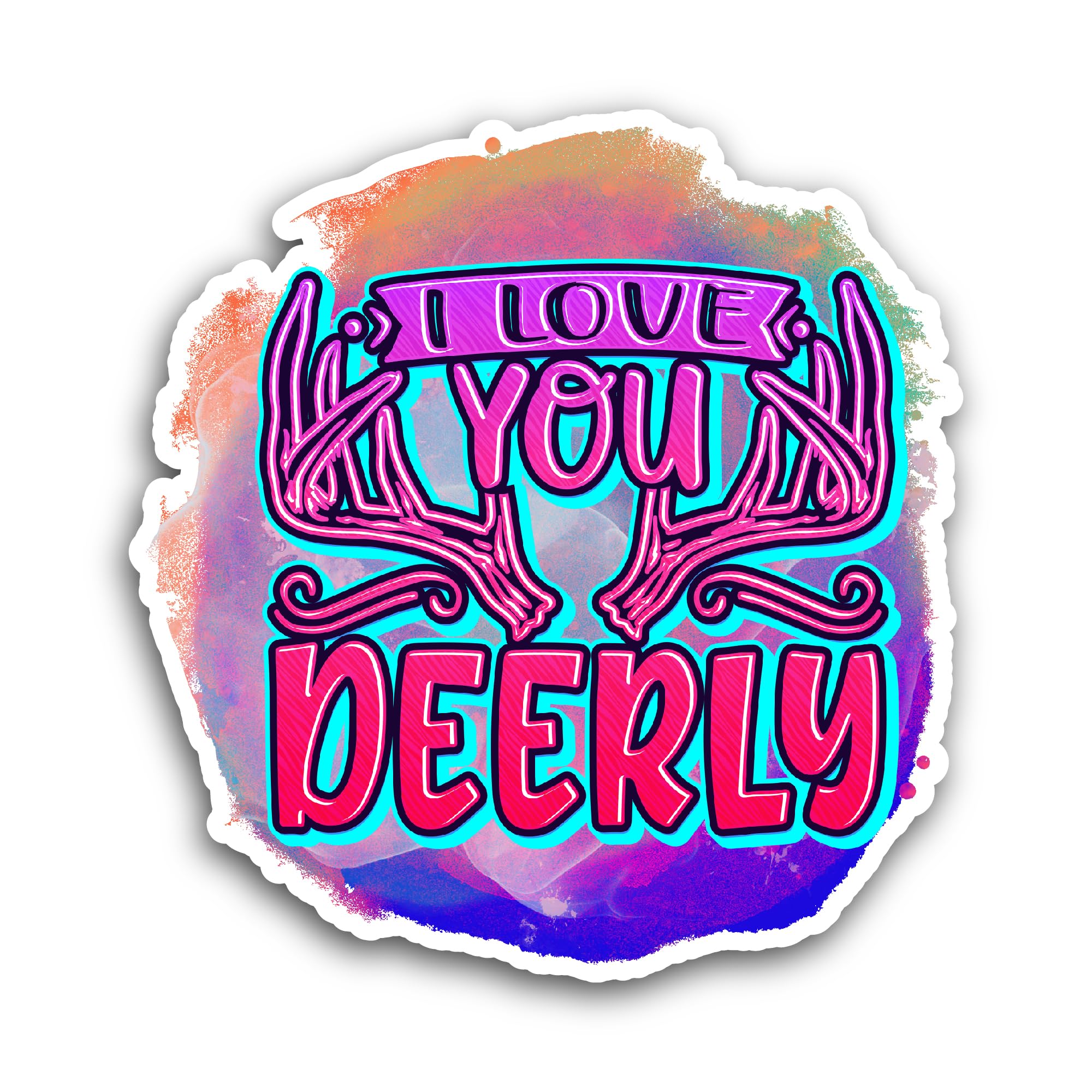 2 (Pieces) 3" and 5" I Love You Deerly Sticker, Waterproof Vinyl Decals for Many Purpose Like Cars, 