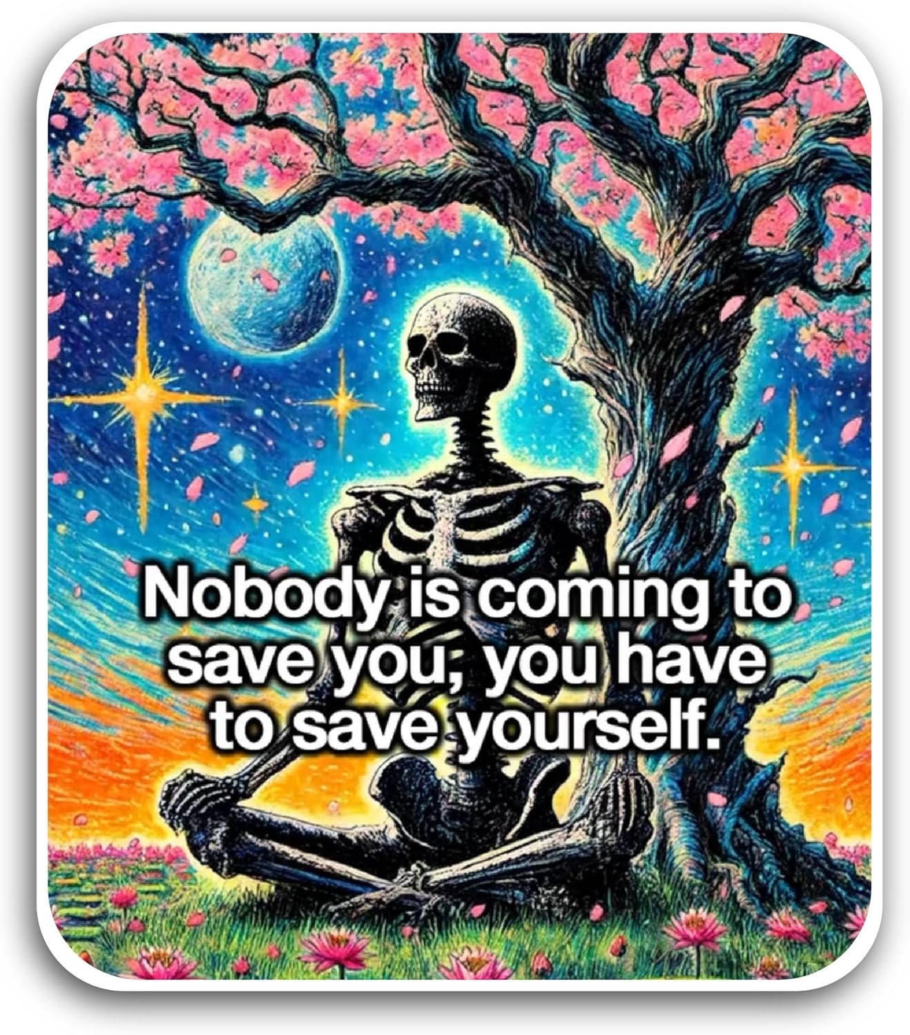 2 (Pieces) 3" and 5" Nobody is Coming to Save You Sticker, Waterproof Vinyl Decals for Many Purpose Like Cars, Trucks, Laptops, Phones, Windows and More