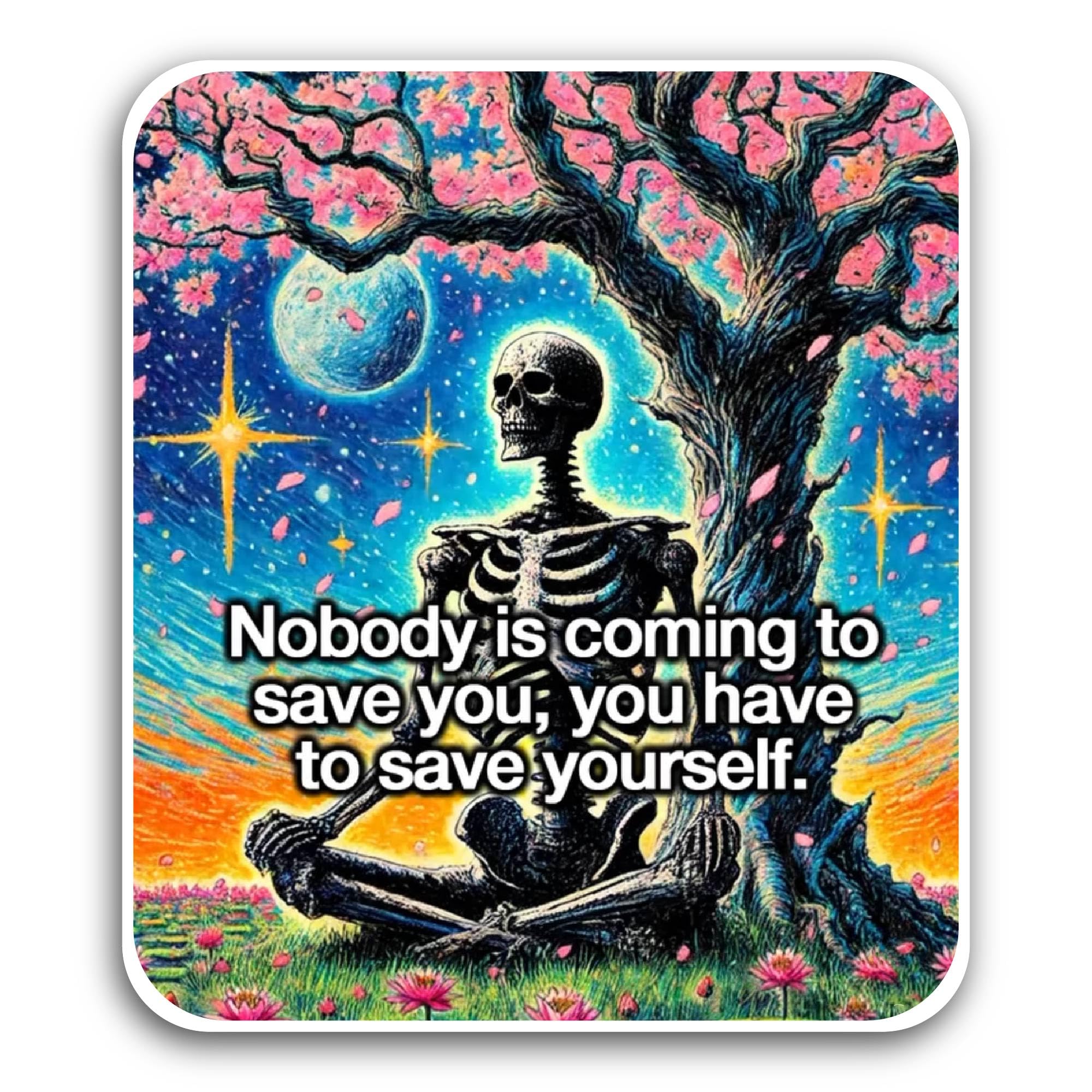 2 (Pieces) 3" and 5" Nobody is Coming to Save You Sticker, Waterproof Vinyl Decals for Many Purpose 