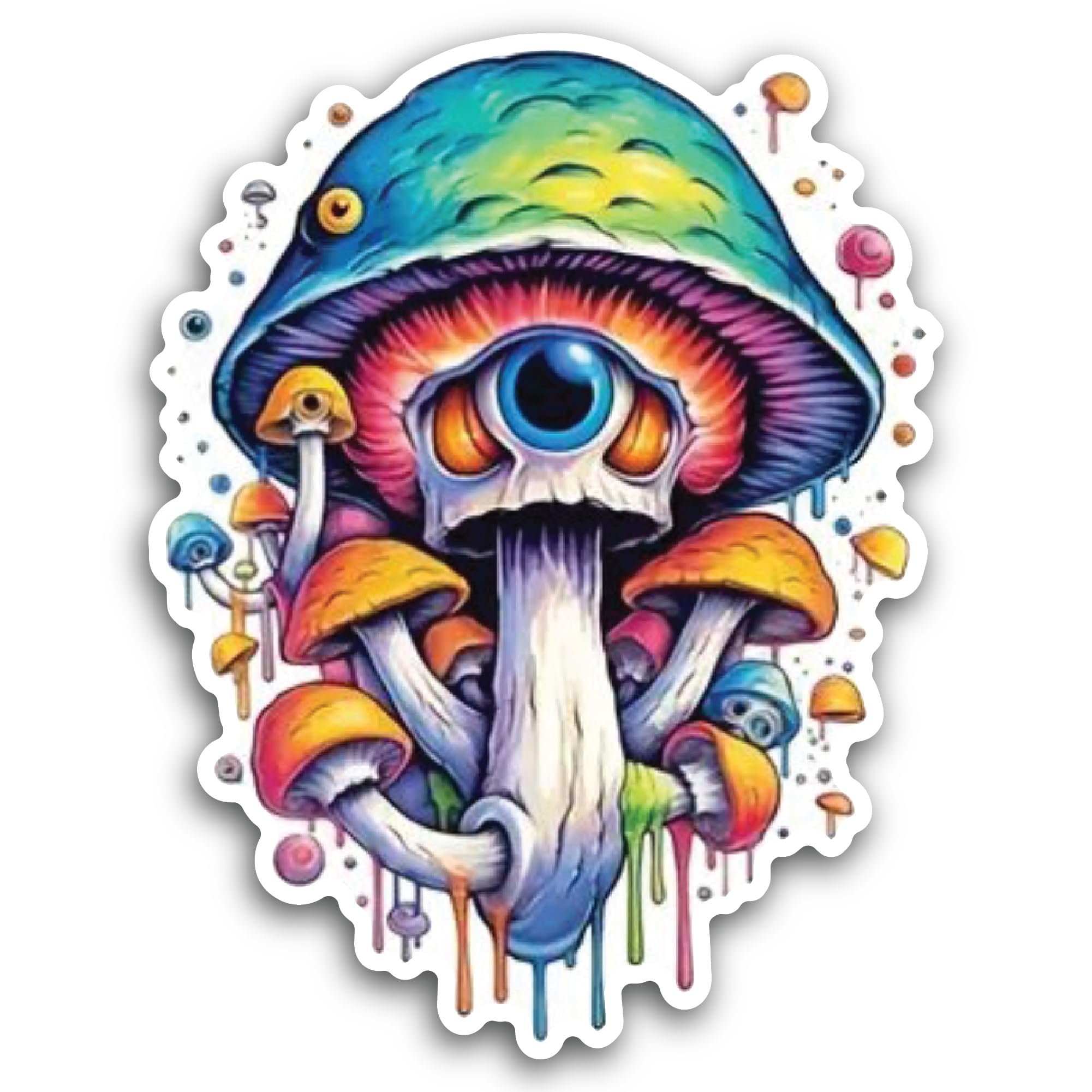 2 (Pieces) 3" and 5" Single Eye Mushroom Decal Sticker, Waterproof Vinyl Decals for Many Purpose Lik