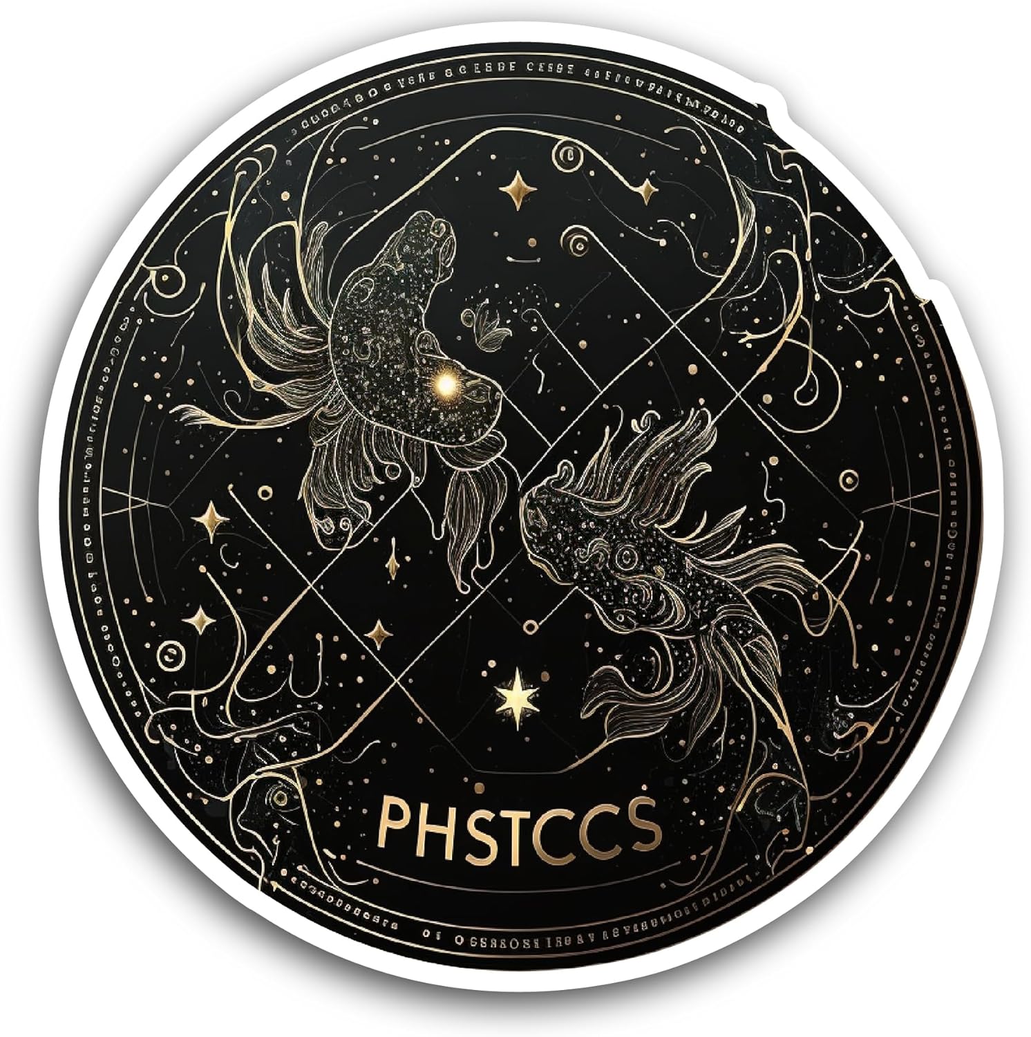 2 (Pieces) 3" and 5" Pisces Sign Sticker, Waterproof Vinyl Decals for Many Purpose Like Cars, Trucks, Laptops, Phones, Windows and More