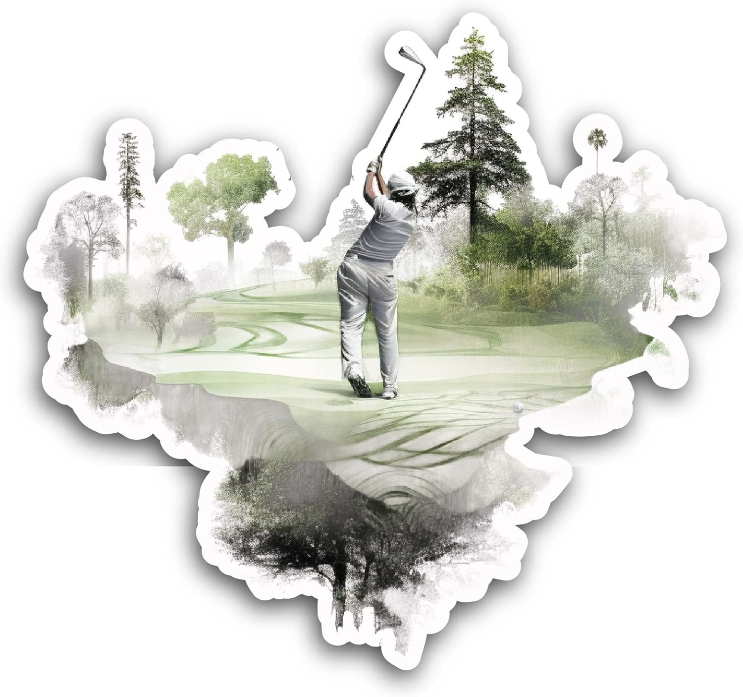 2 (Pieces) 3" and 5" Golf Player Sticker, Waterproof Vinyl Decals for Many Purpose Like Cars, Trucks, Laptops, Phones, Windows and More