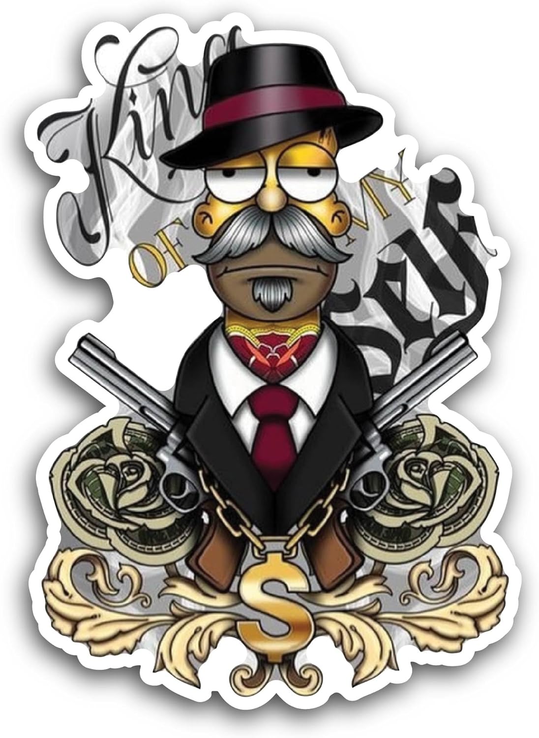 2 (Pieces) 3" and 5" Cartoon Men and Gun Sticker, Waterproof Vinyl Decals for Many Purpose Like Cars, Trucks, Laptops, Phones, Windows and More