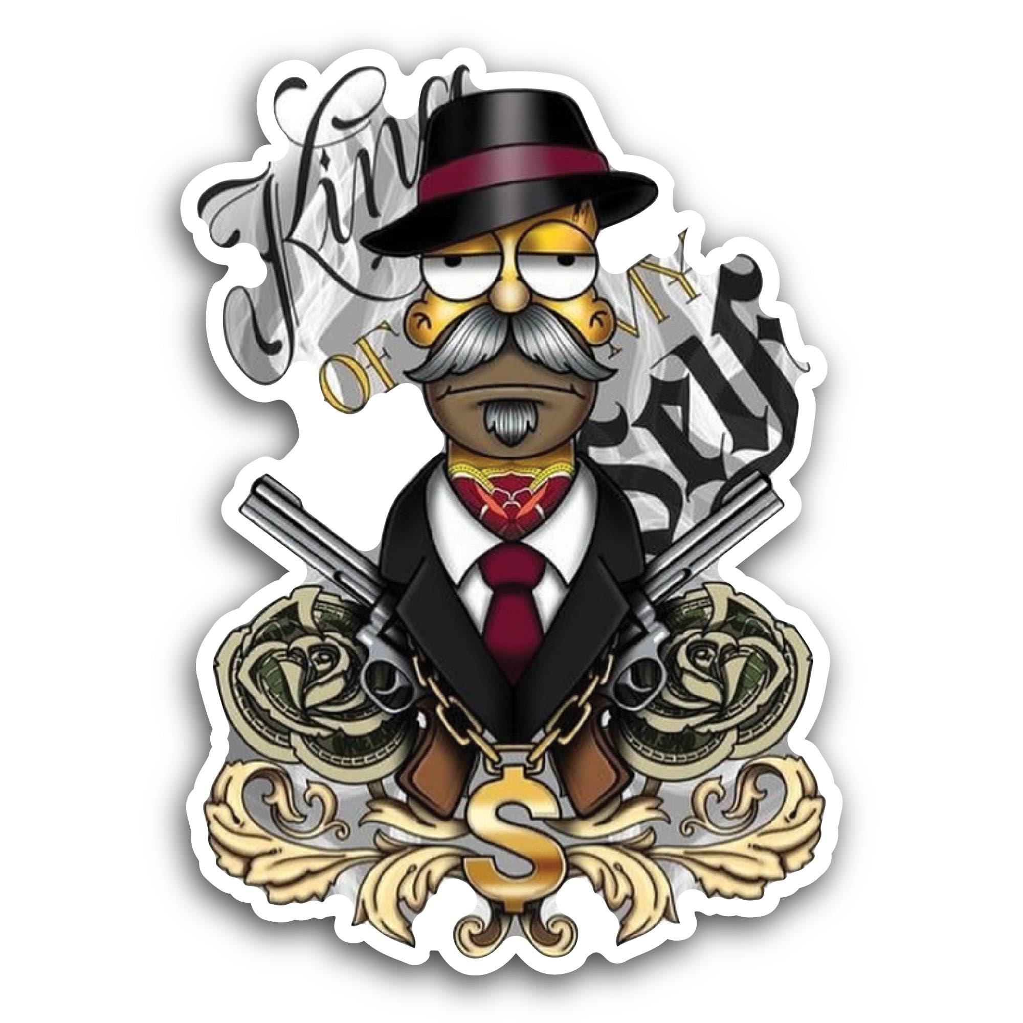 2 (Pieces) 3" and 5" Cartoon Men and Gun Sticker, Waterproof Vinyl Decals for Many Purpose Like Cars