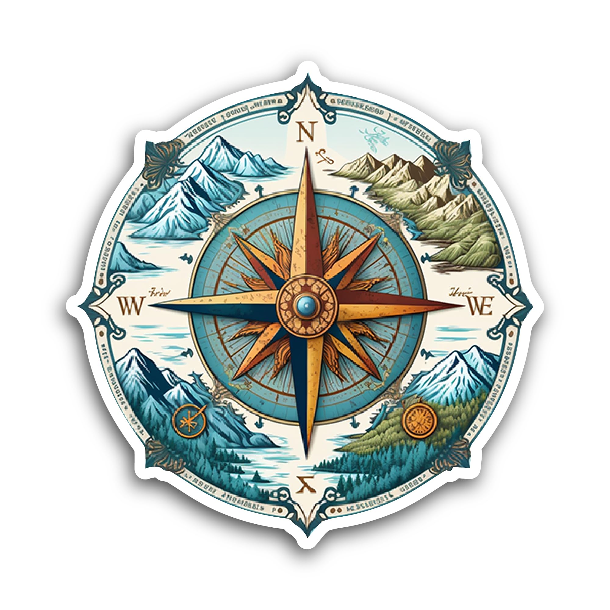 2 (Pieces) 3" and 5" Close Up of A Compass Sticker, Waterproof Vinyl Decals for Many Purpose Like Ca