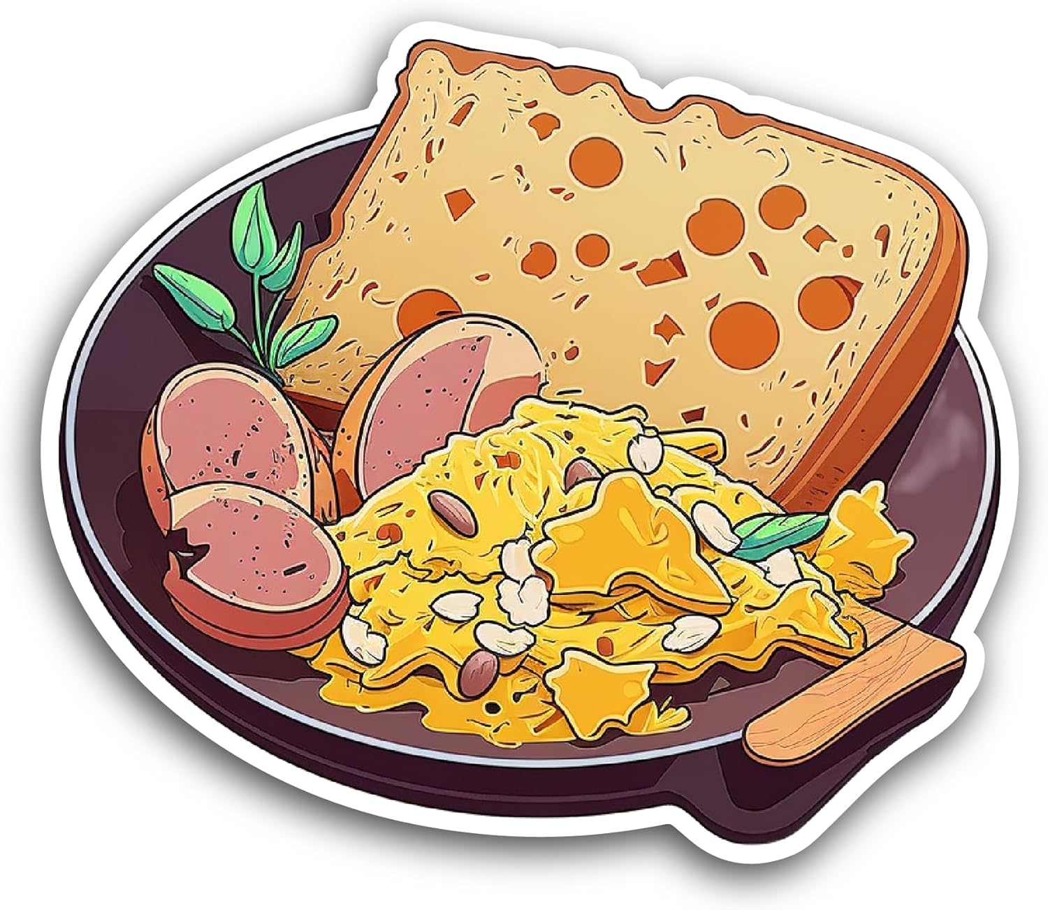 2 (Pieces) 3" and 5" Bread and Scrambled Eggs Sticker, Waterproof Vinyl Decals for Many Purpose Like Cars, Trucks, Laptops, Phones, Windows and More